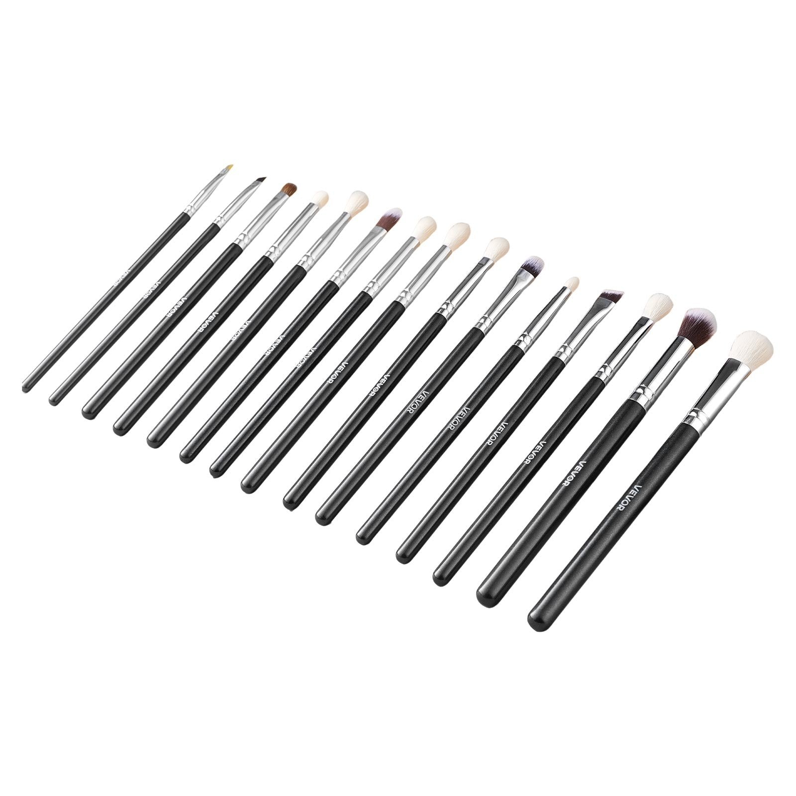 15-Piece Makeup Brush Set Foundation Eyeshadow Vegan Synthetic Bristles Wood