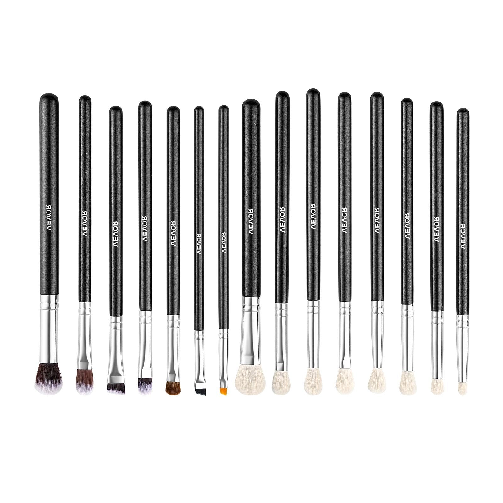 15-Piece Makeup Brush Set Foundation Eyeshadow Vegan Synthetic Bristles Wood