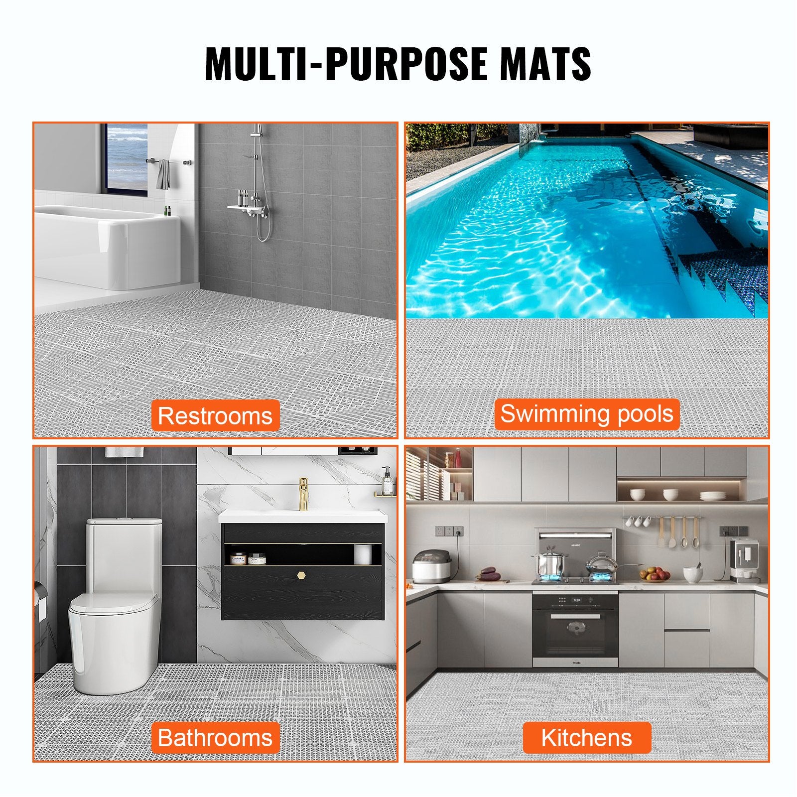 Modular Interlocking Cushion 12 Pack 30x30cm Soft PVC Drainage Floor Tiles Gray