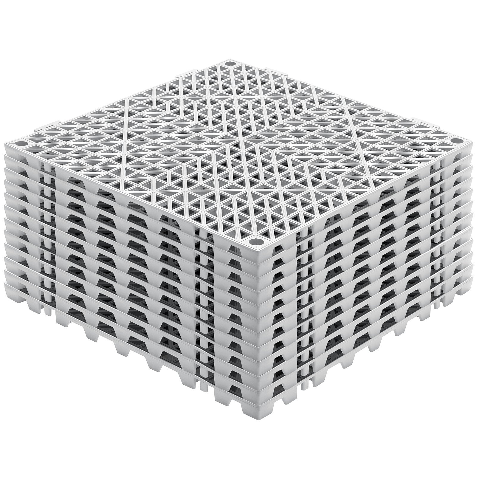 Modular Interlocking Cushion 12 Pack 30x30cm Soft PVC Drainage Floor Tiles Gray