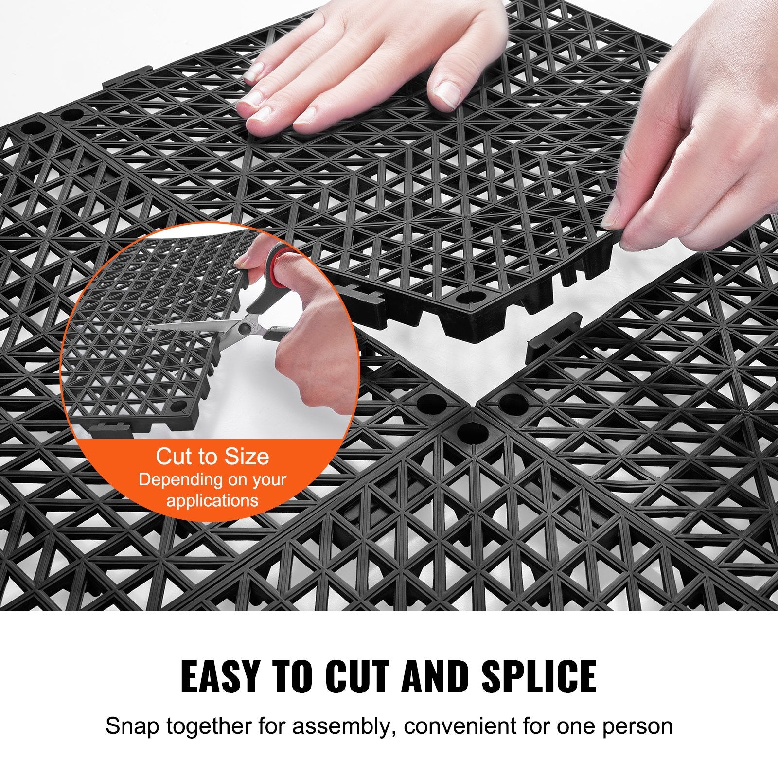 Modular Interlocking Cushion 12 Pack 30x30cm PVC Drainage Floor Tiles Black