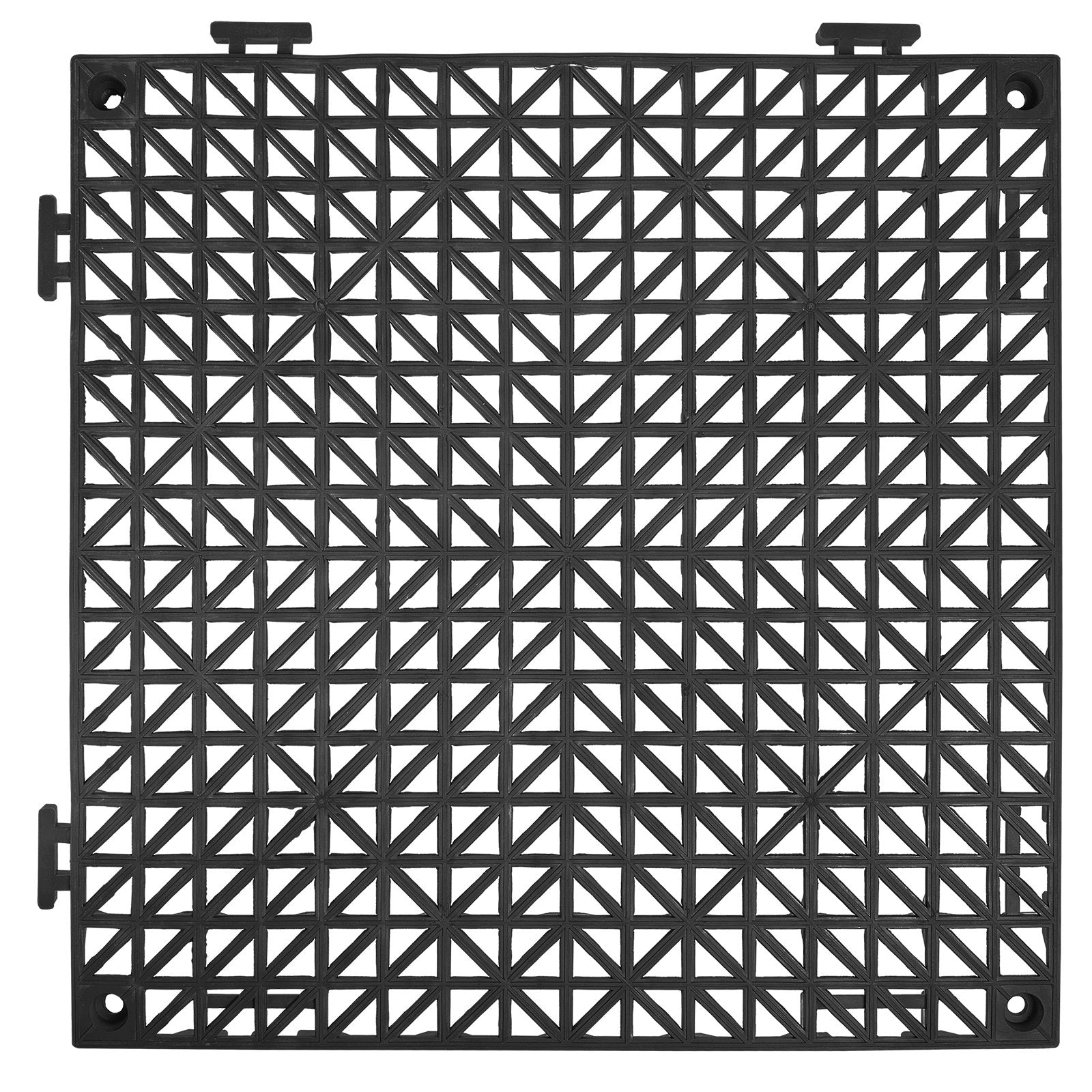 Modular Interlocking Cushion 12 Pack 30x30cm PVC Drainage Floor Tiles Black