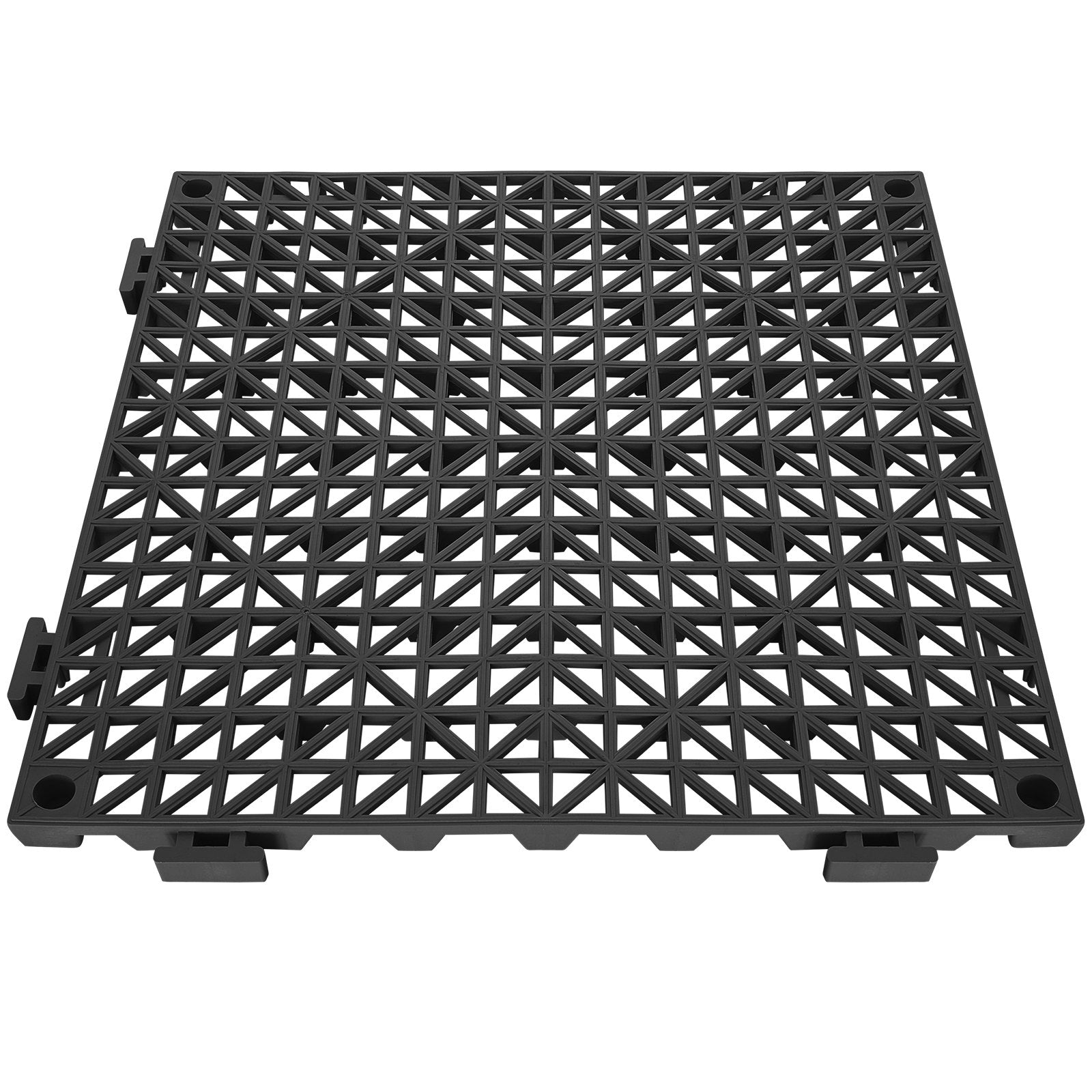 Modular Interlocking Cushion 12 Pack 30x30cm PVC Drainage Floor Tiles Black