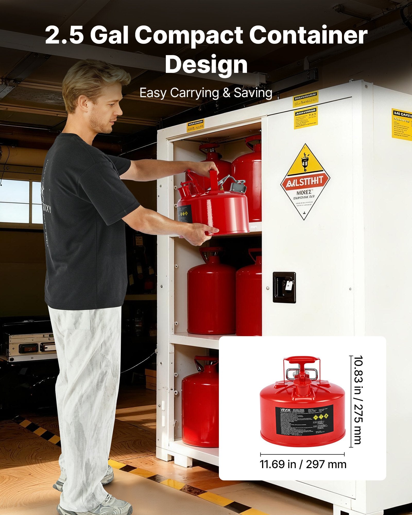 Safety Gas Can 9.5L Red Type II Flame Arrester Self-Closing Lid Metal Spout