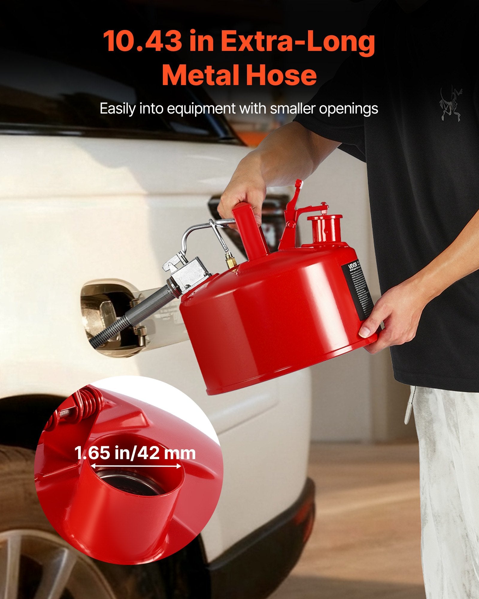 Safety Gas Can 9.5L Red Type II Flame Arrester Self-Closing Lid Metal Spout