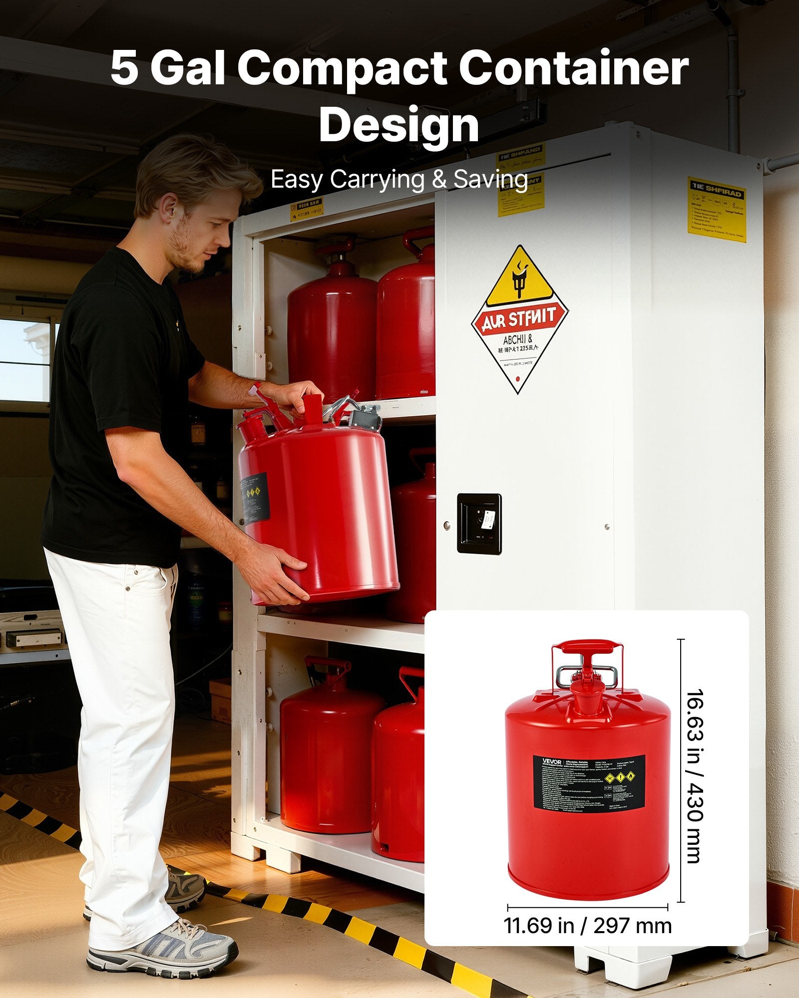 Safety Gas Can 19L Red Type II Flame Arrester Self-Closing Lid Metal Spout