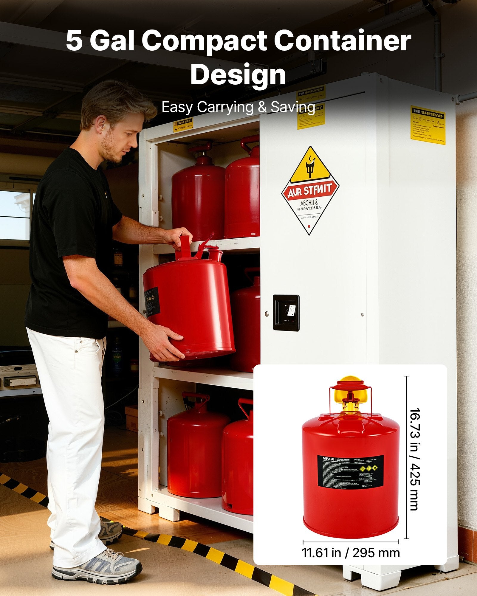 Safety Gas Can 19L Red Type I with Flame Arrester, Self-Closing Lid & PE Funnel