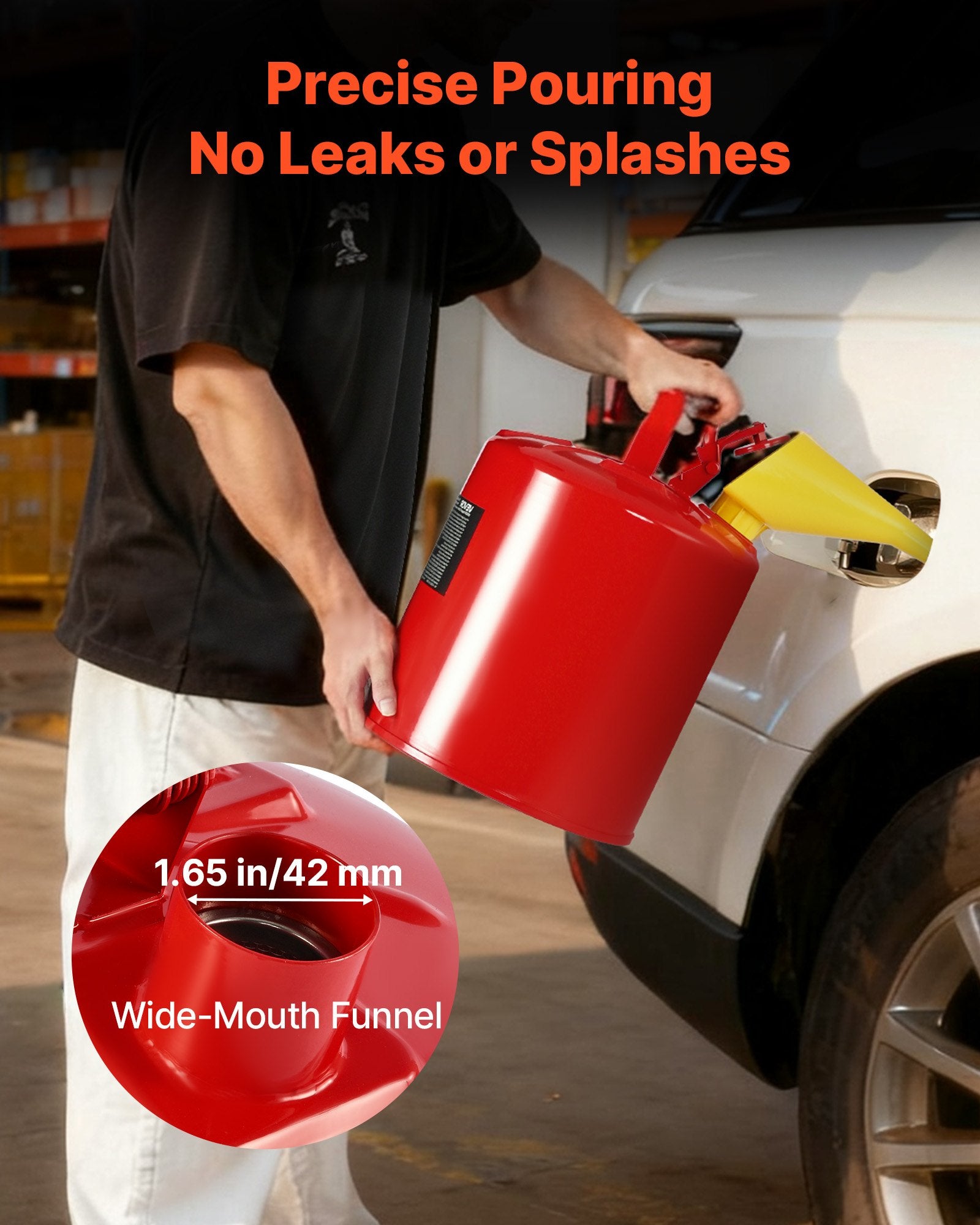 Safety Gas Can 19L Red Type I with Flame Arrester, Self-Closing Lid & PE Funnel