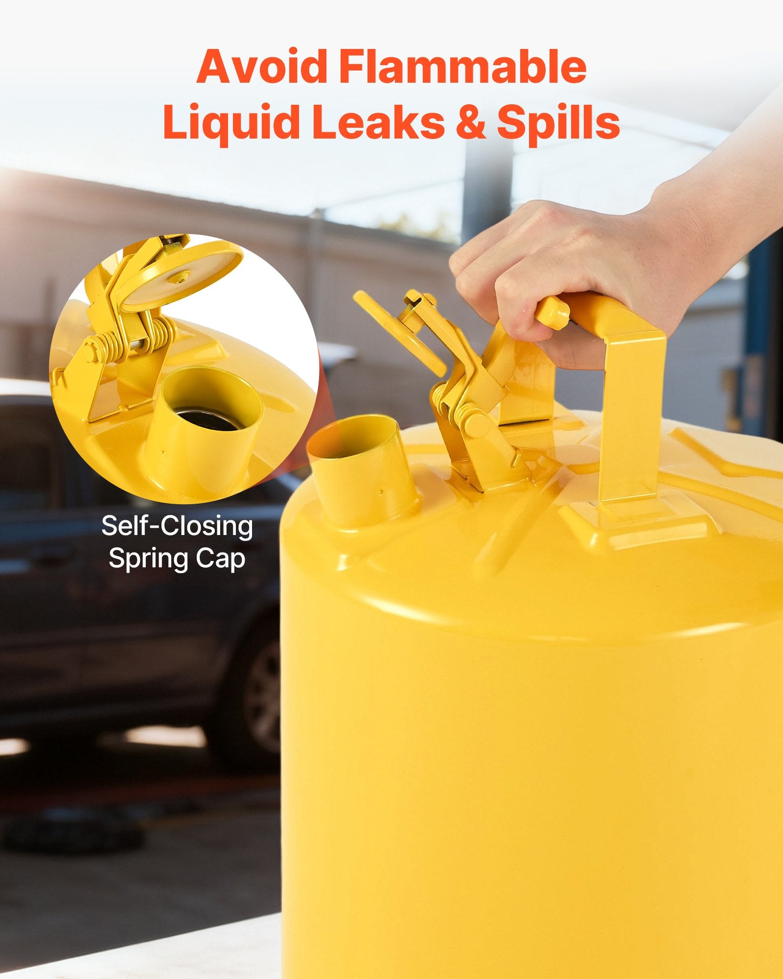 Safety Can 19L Yellow Type I with Flame Arrester, Self-Closing Lid & PE Funnel