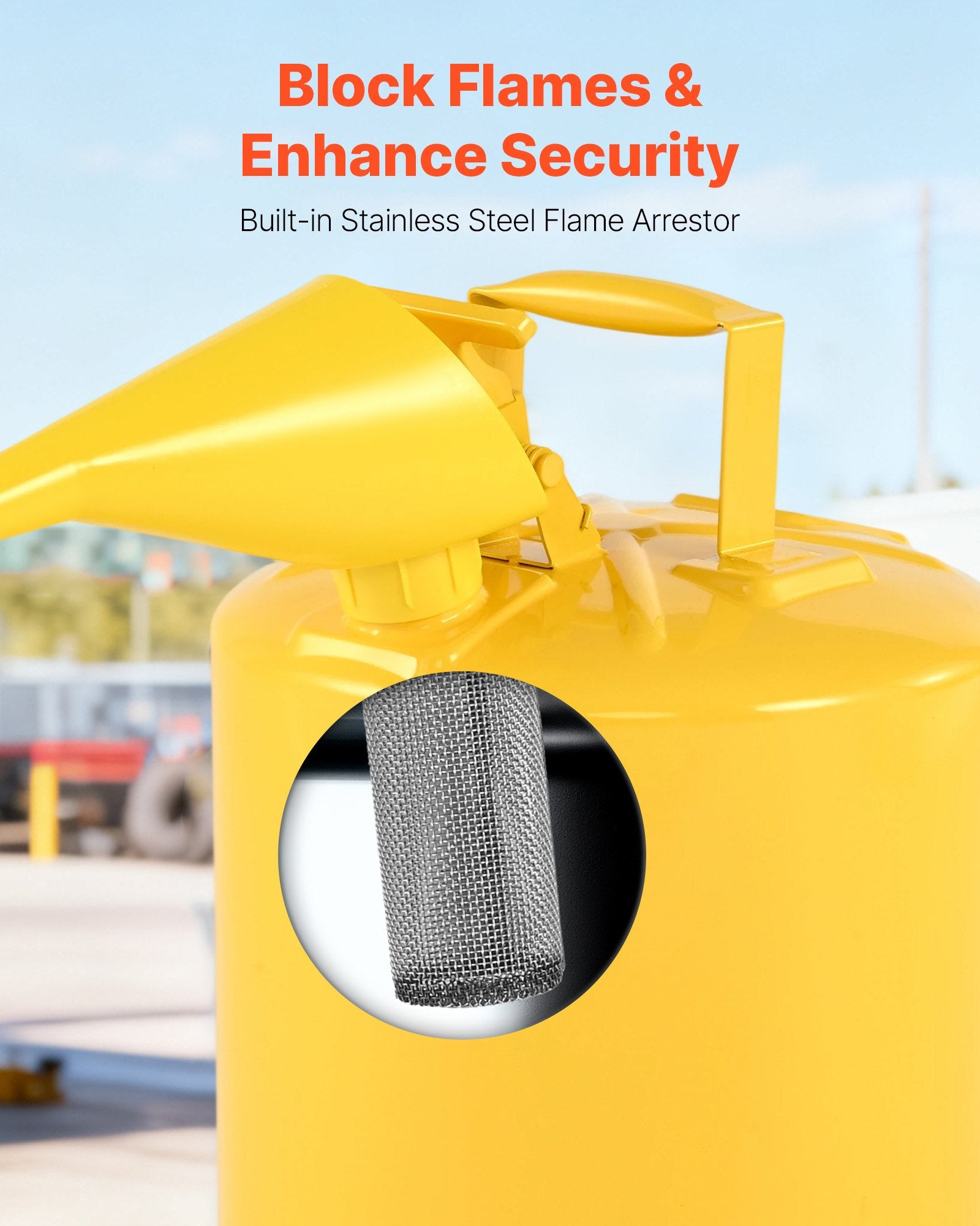 Safety Can 19L Yellow Type I with Flame Arrester, Self-Closing Lid & PE Funnel