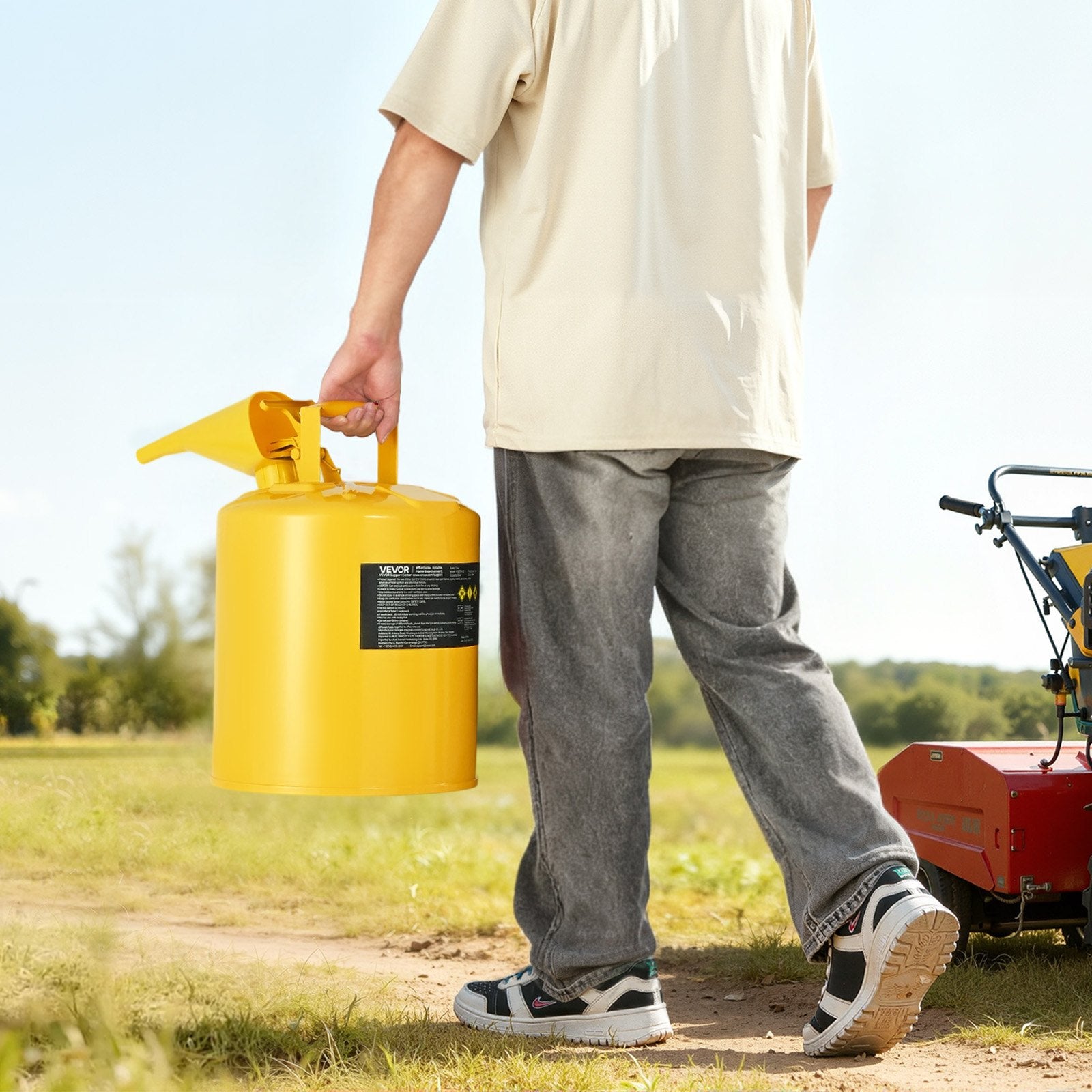 Safety Can 19L Yellow Type I with Flame Arrester, Self-Closing Lid & PE Funnel