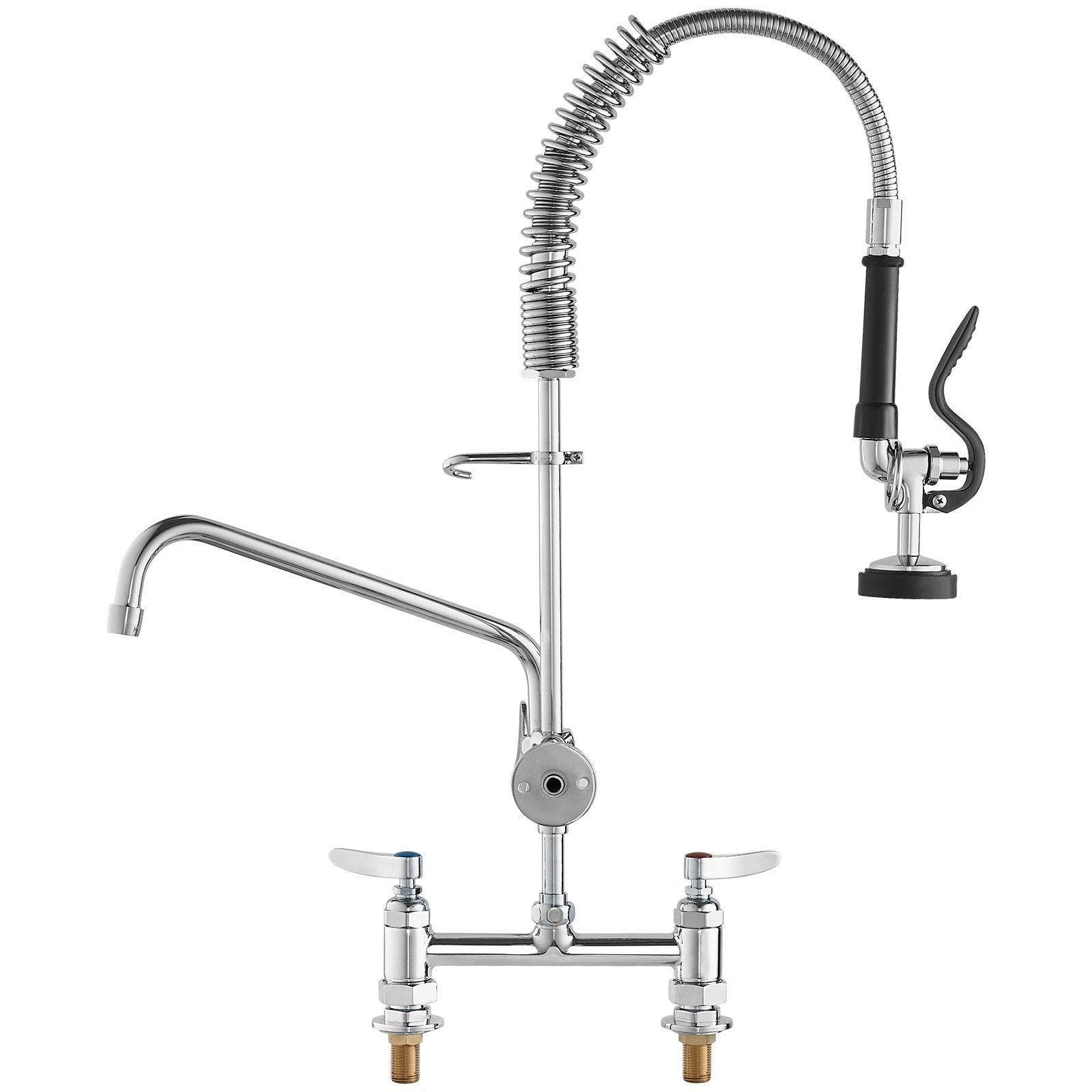 Commercial Faucet with Pre-Rinse Sprayer 26" Height 8" Center 12" Swing Spout