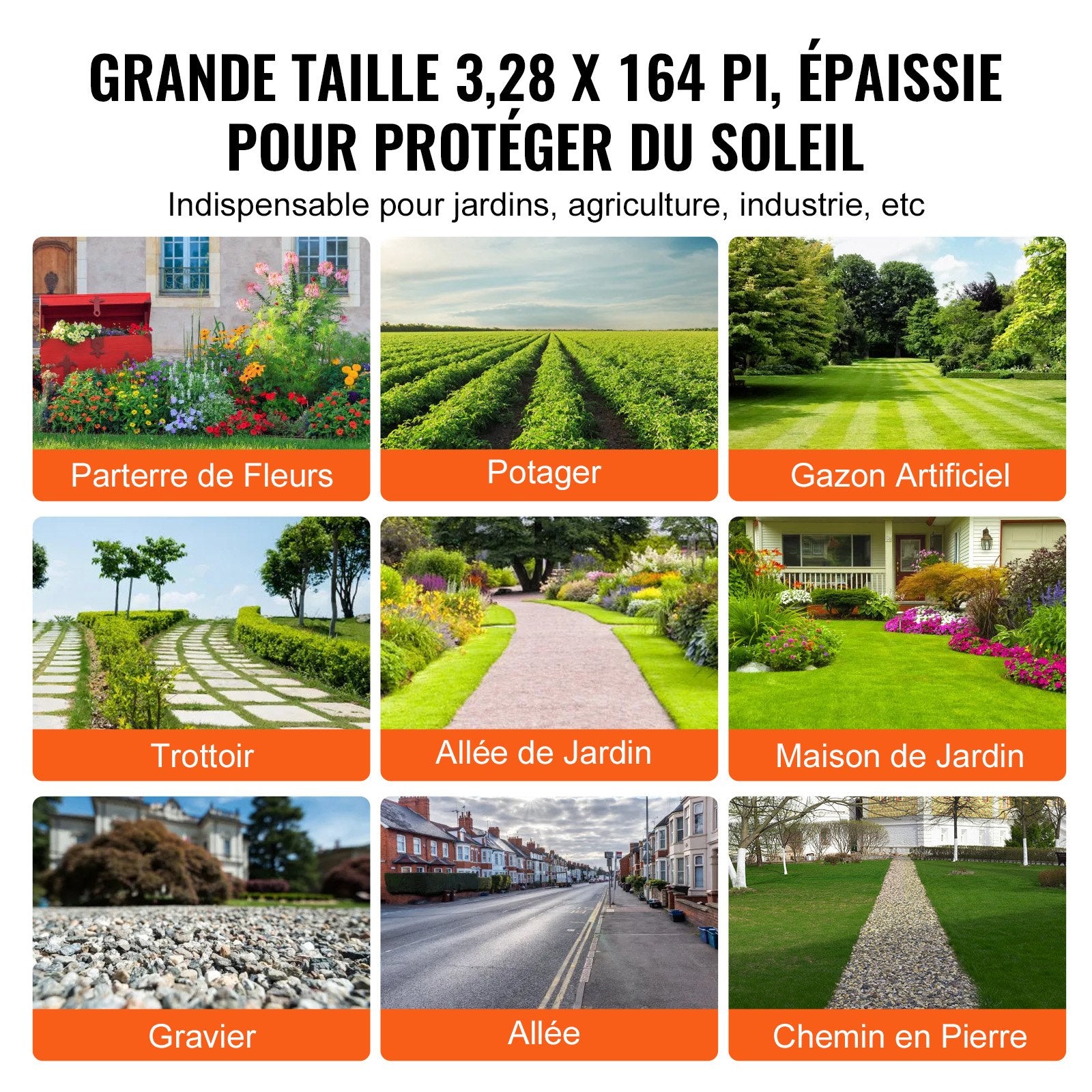 Heavy Duty 3.28×164FT Woven Weed Barrier Fabric Geotextile Ground Cover Mat