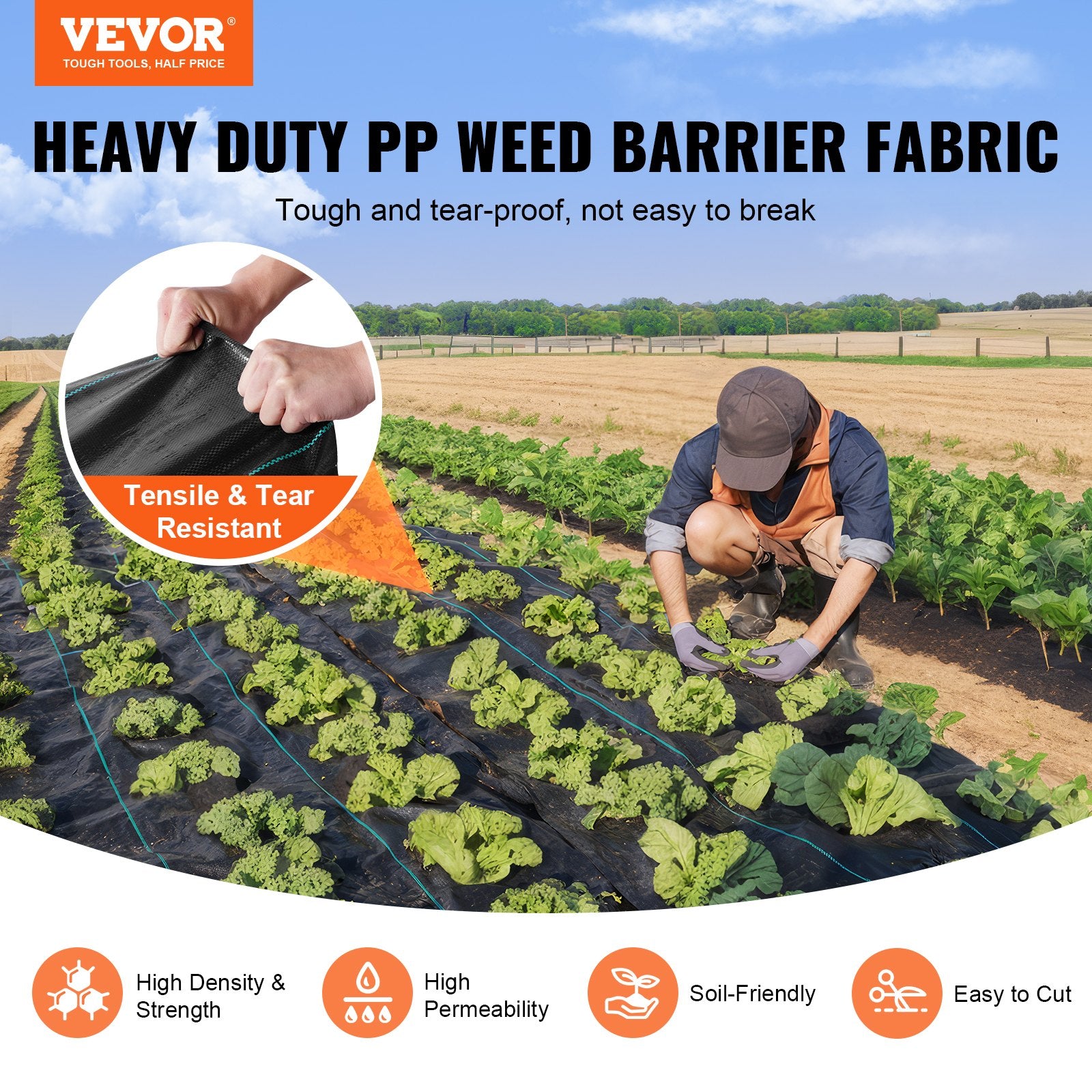 Weed Barrier Landscape Fabric 3x300FT Heavy Duty Woven PP Black