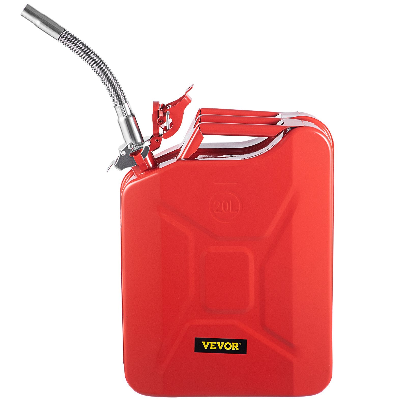 Jerry Fuel Can, 20L Portable Rustproof Steel Gas Can with Flexible Spout, Red