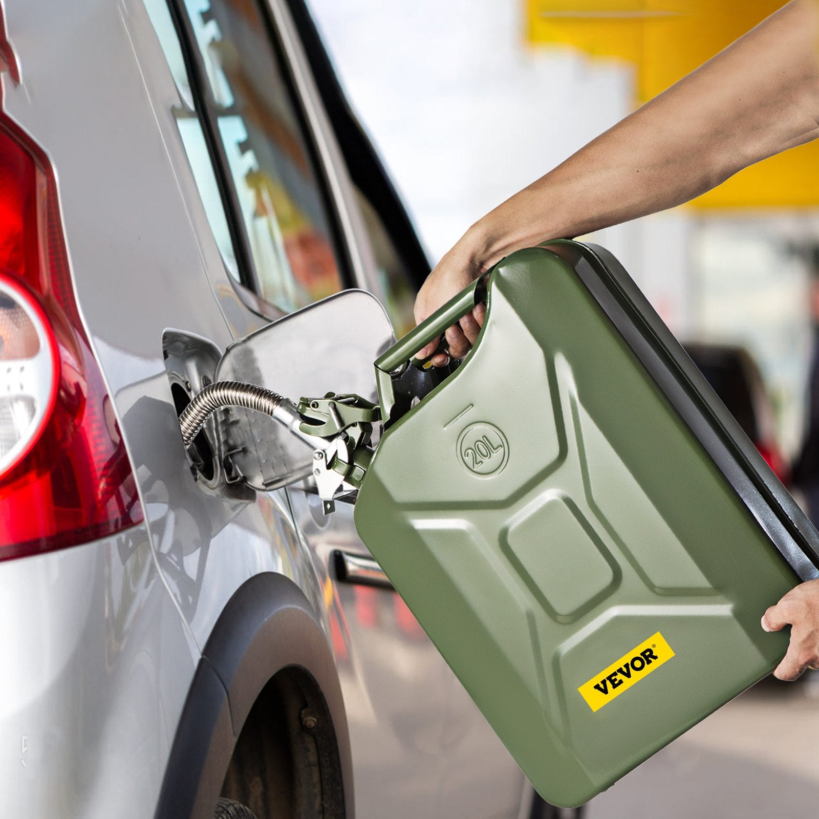 Jerry Fuel Can 20L Portable Rustproof Steel Gas Can Flexible Spout 2PCS Green