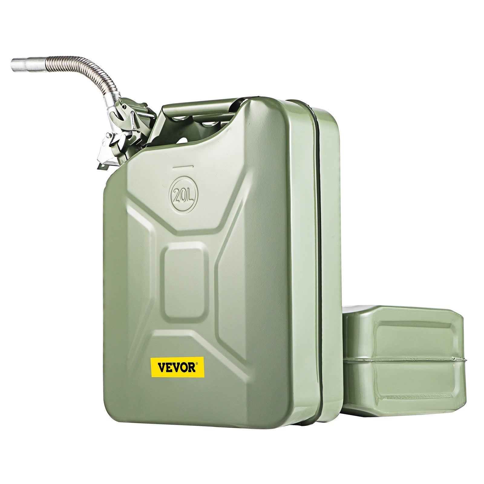 Jerry Fuel Can 20L Portable Rustproof Steel Gas Can Flexible Spout 2PCS Green