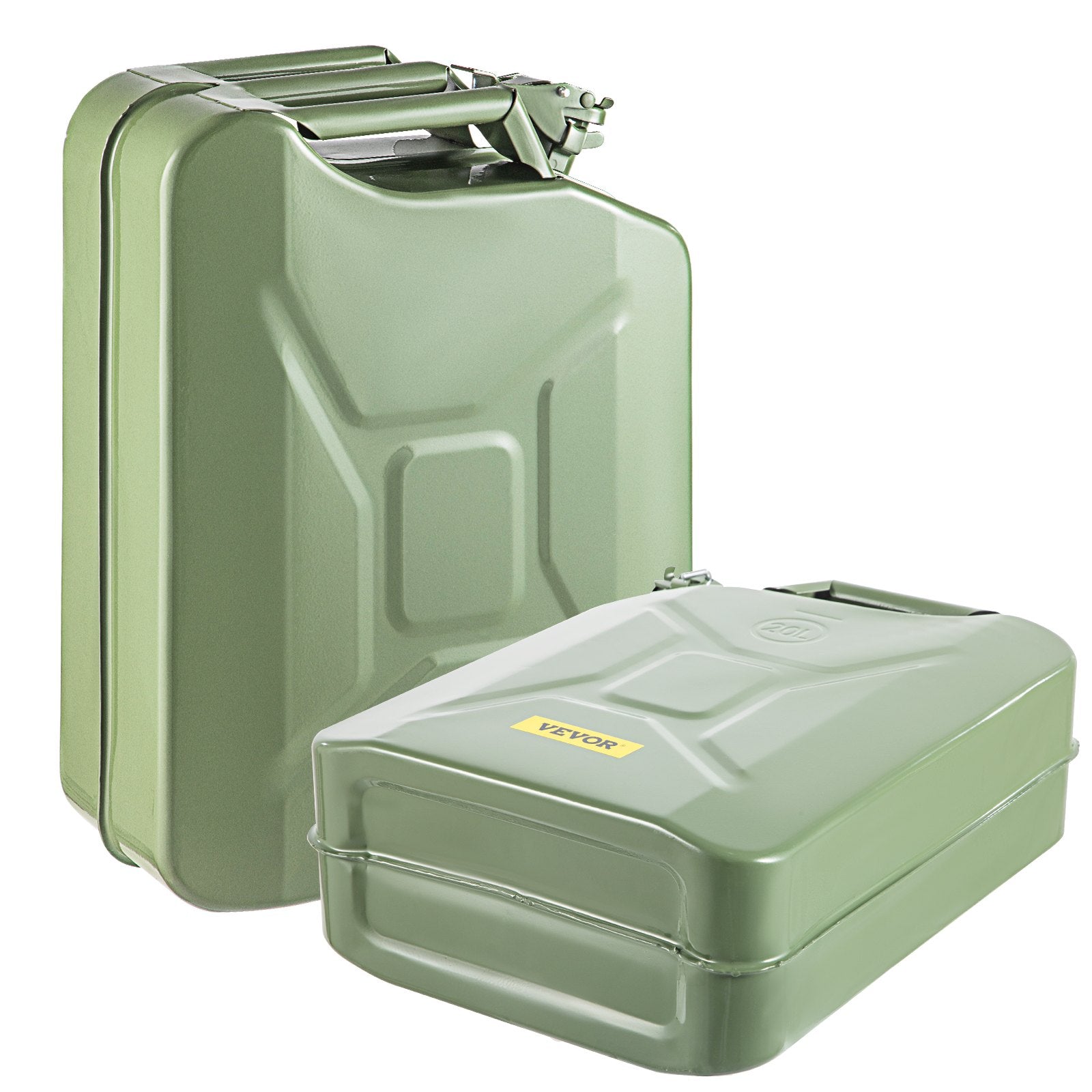 Jerry Fuel Can 20L Portable Rustproof Steel Gas Can Flexible Spout 2PCS Green