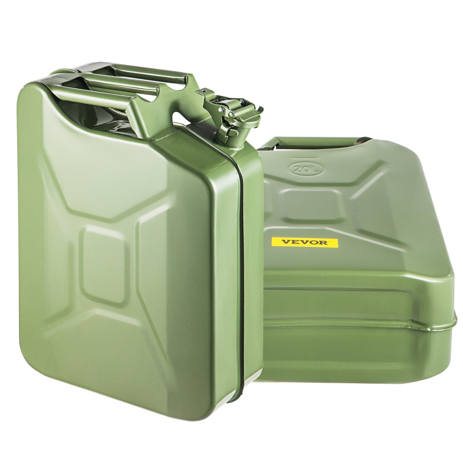 Jerry Fuel Can 20L Portable Rustproof Steel Gas Can Flexible Spout 2PCS Green