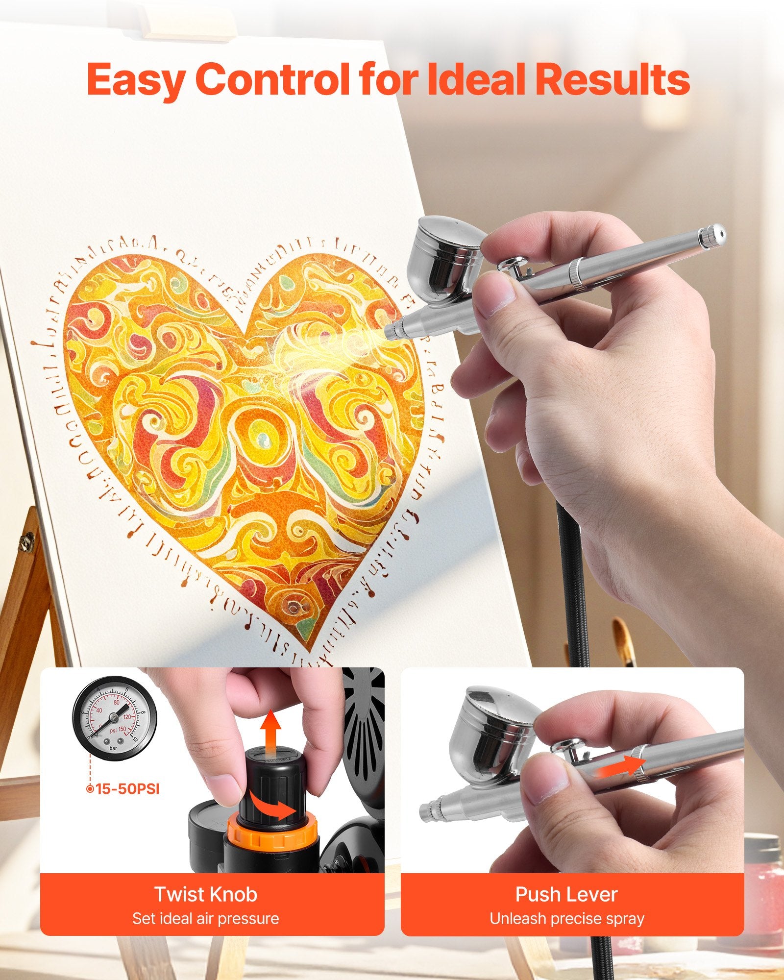 Airbrush Kit with 3 Dual-Action Airbrushes 3 Nozzles for Cake and Model