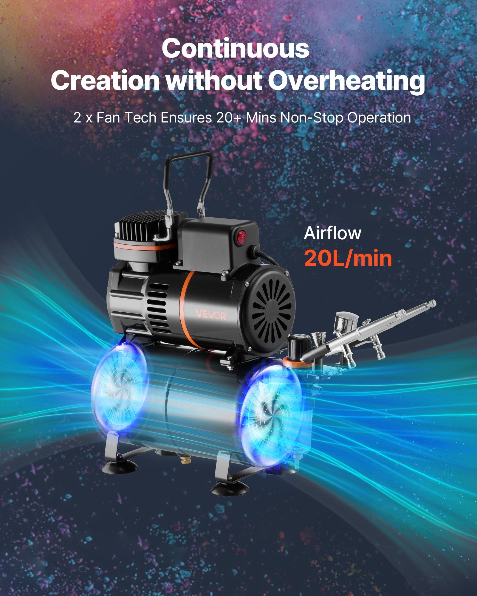 Airbrush Kit with 3 Dual-Action Airbrushes 3 Nozzles for Cake and Model