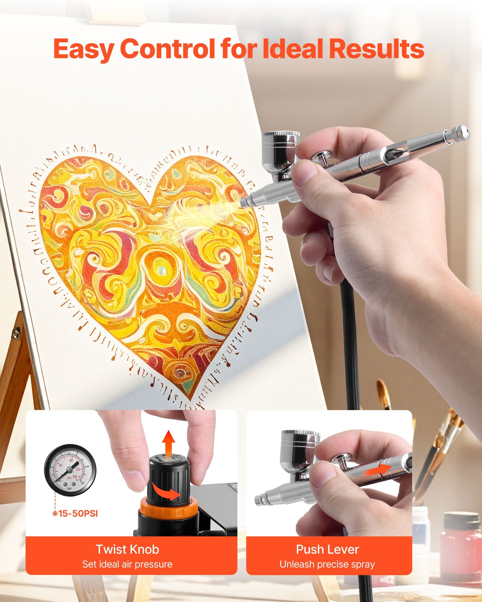 Airbrush Kit with 1 Dual-Action Airbrush 3 Nozzles for Cake and Model