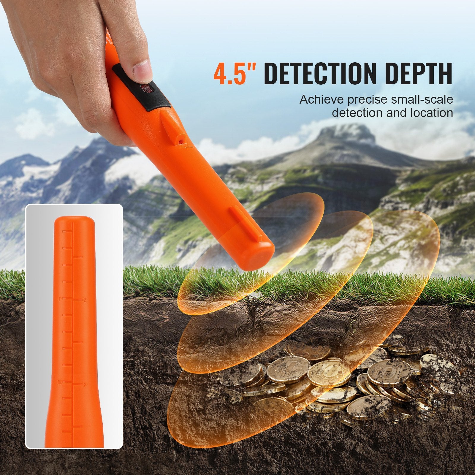 IP68 Waterproof Metal Detector Pinpointer w/ Holster & 3 Detection Modes