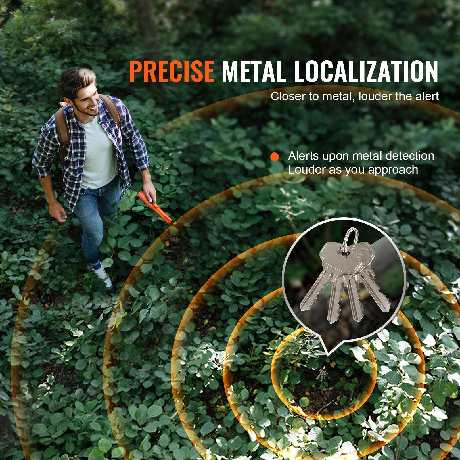 IP68 Waterproof Metal Detector Pinpointer w/ Holster & 3 Detection Modes