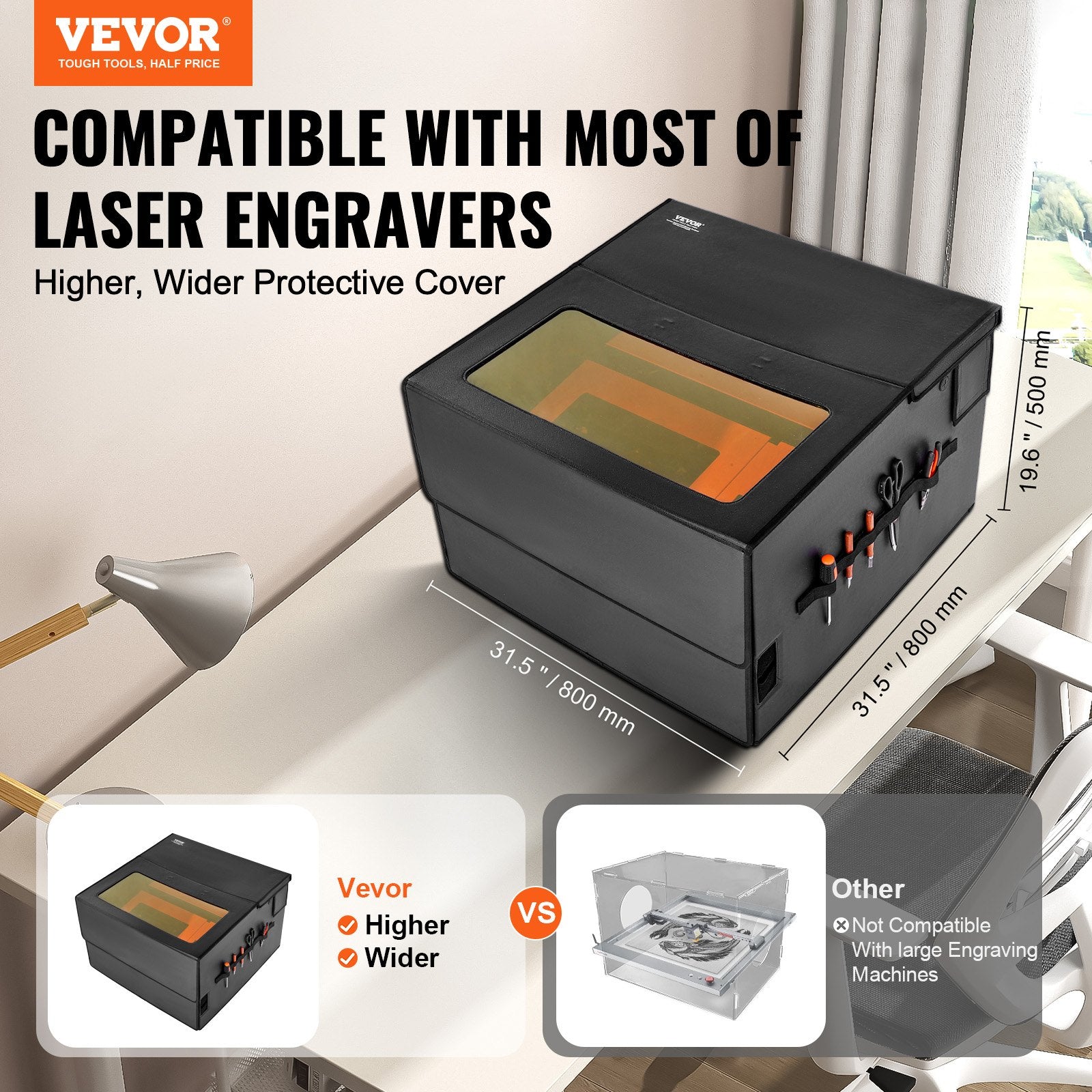 Laser Engraver Enclosure 800x800x500mm Flame Retardant Exhaust Fan Protection