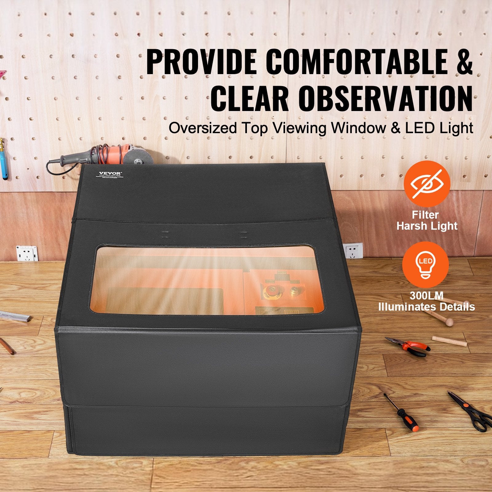 Laser Engraver Enclosure 800x800x500mm Flame Retardant Exhaust Fan Protection