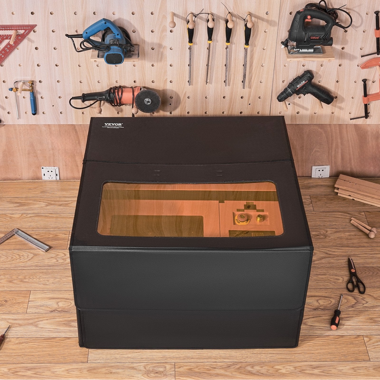 Laser Engraver Enclosure 800x800x500mm Flame Retardant Exhaust Fan Protection