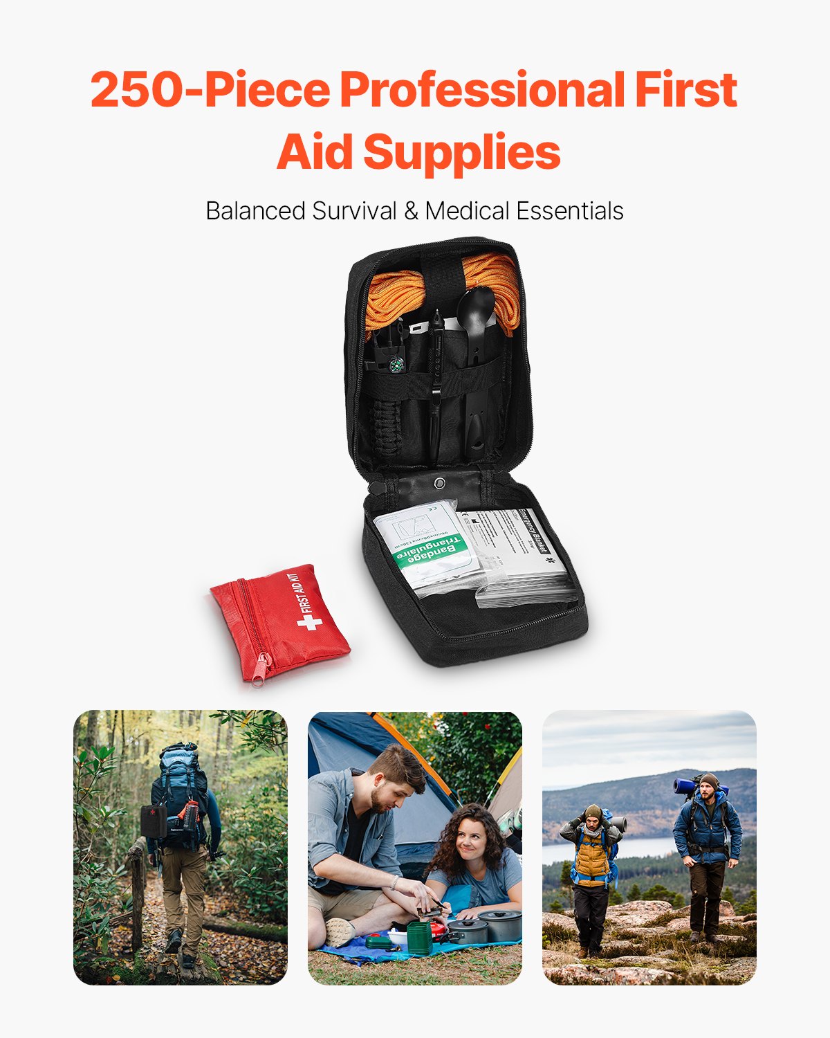 First Aid Kit Survival 250 Pieces 600D Nylon Trauma Bag Emergency Outdoor Gear