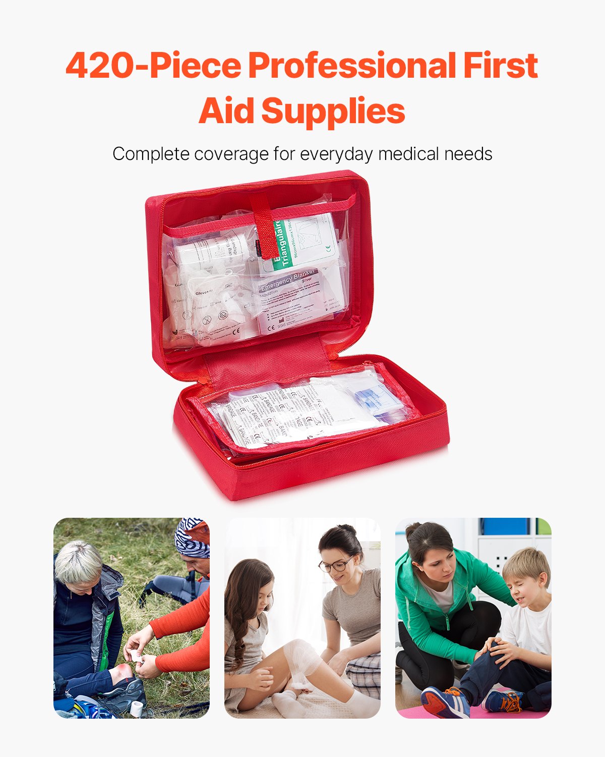 First Aid Kit 420 Pieces 600D Nylon Large Survival Bag Emergency Medical Supplie