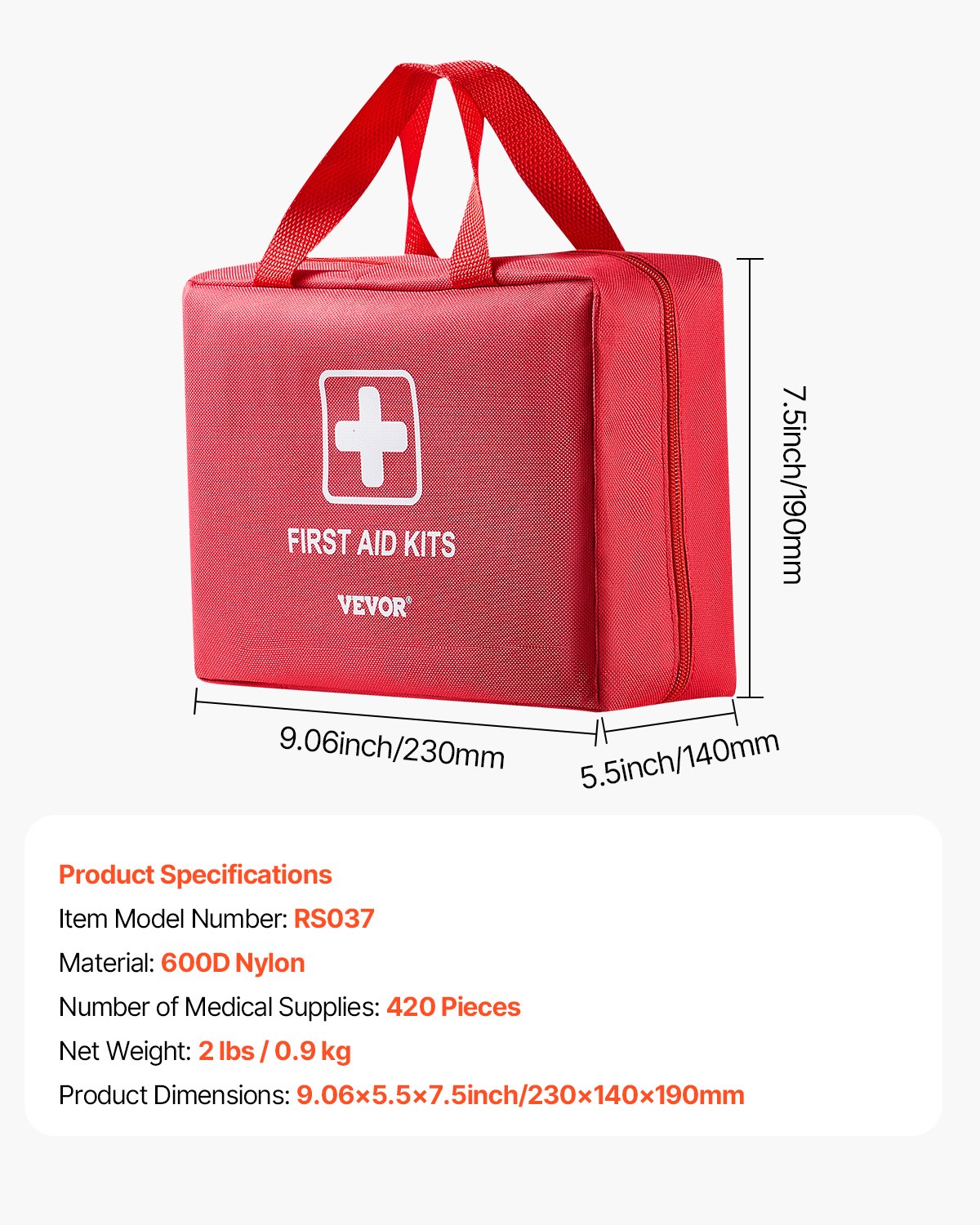 First Aid Kit 420 Pieces 600D Nylon Large Survival Bag Emergency Medical Supplie