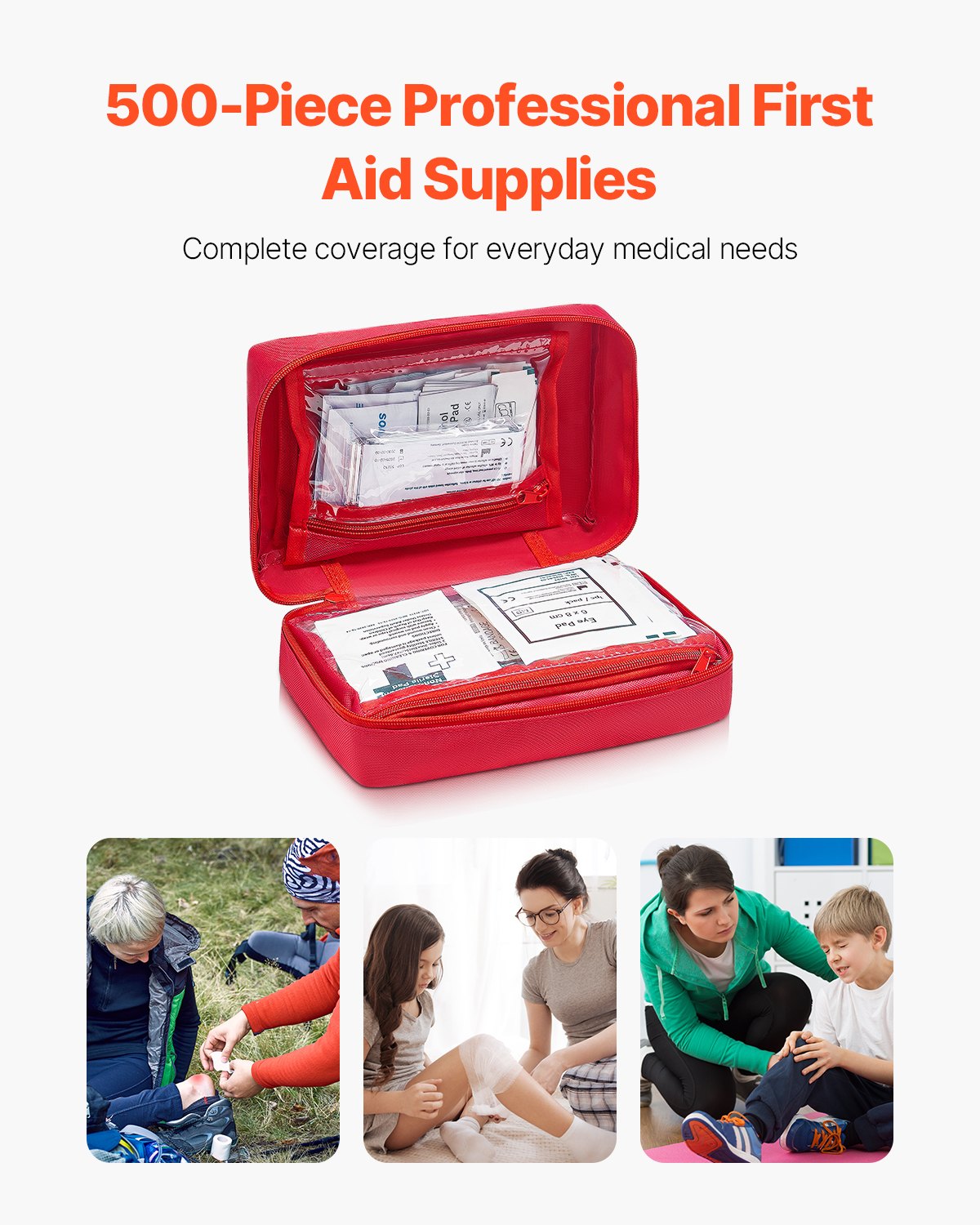First Aid Kit 500 Pieces 600D Nylon Large Survival Bag Emergency Medical Supplie