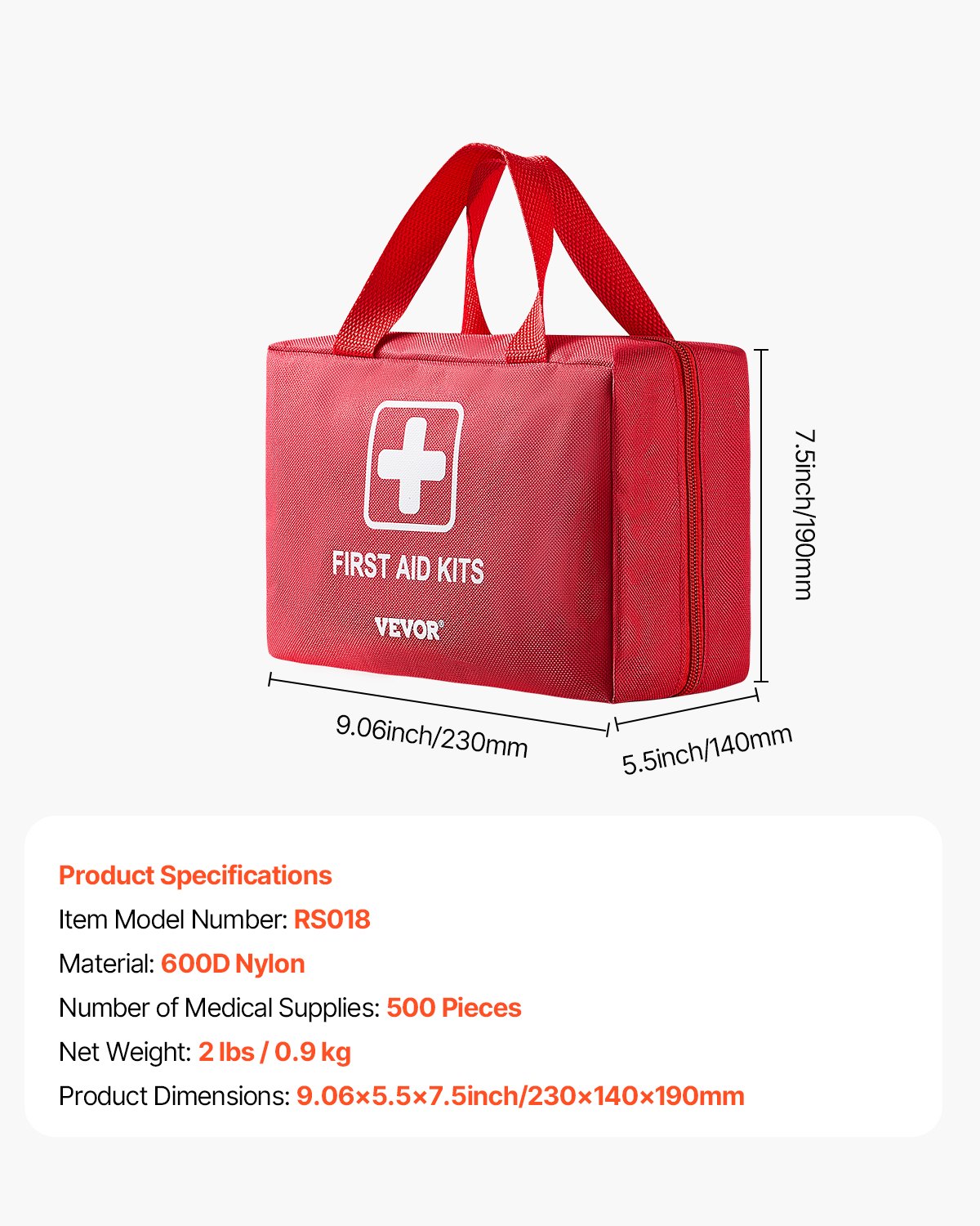 First Aid Kit 500 Pieces 600D Nylon Large Survival Bag Emergency Medical Supplie