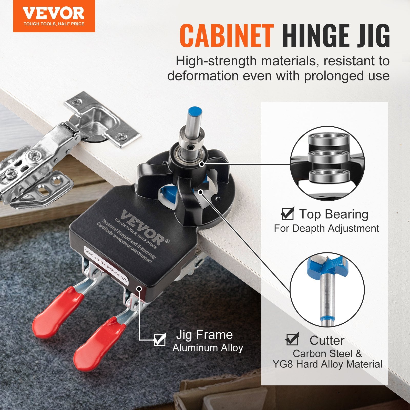 Concealed Door Hinge Jig Kit for Cabinet Door Lock Woodworking Installation