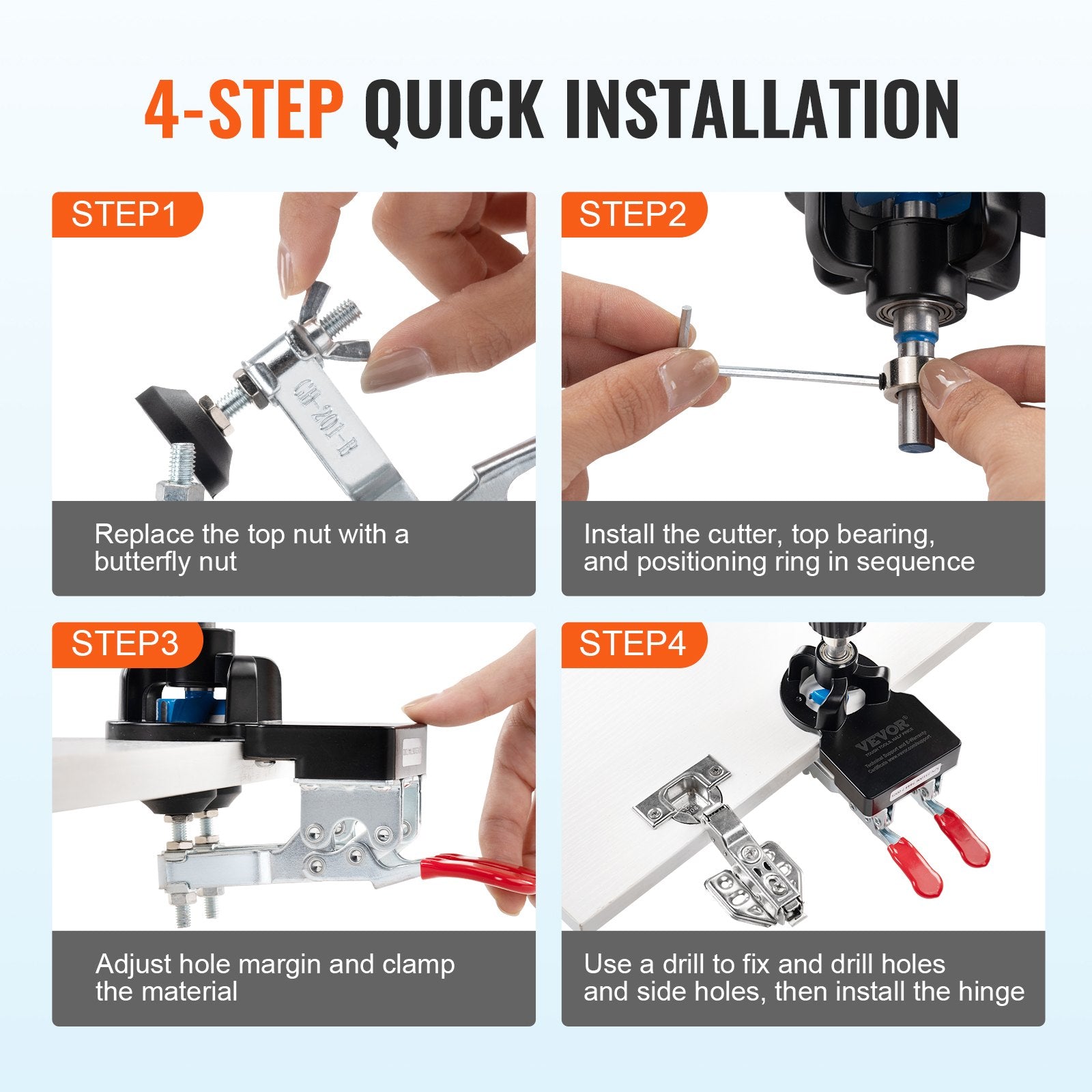 Concealed Door Hinge Jig Kit for Cabinet Door Lock Woodworking Installation