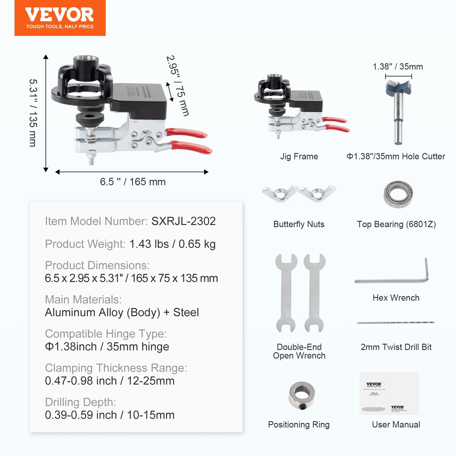 Concealed Door Hinge Jig Kit for Cabinet Door Lock Woodworking Installation