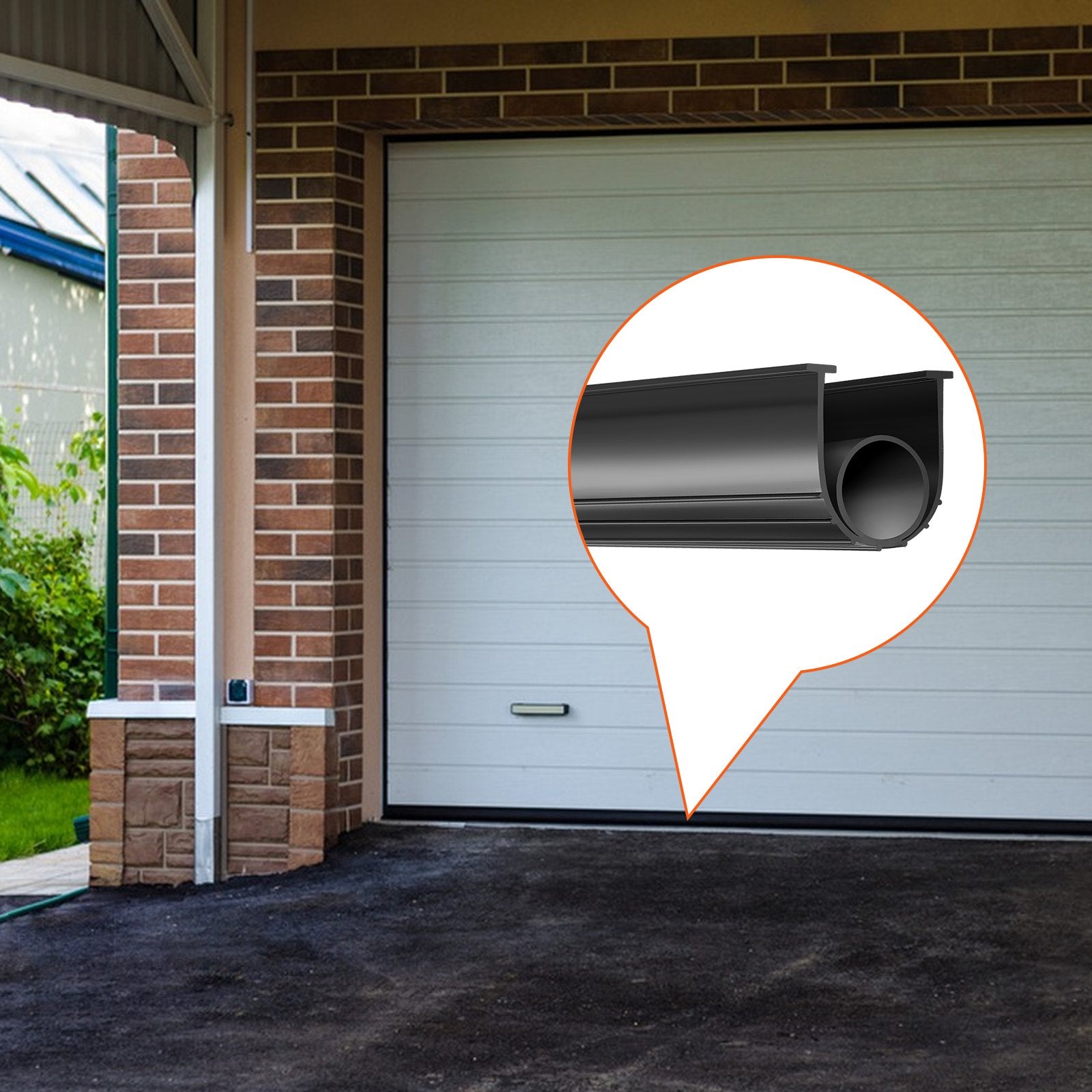 10ft Garage Door Bottom Seal U Shape + O Ring Weatherproof Rubber Black
