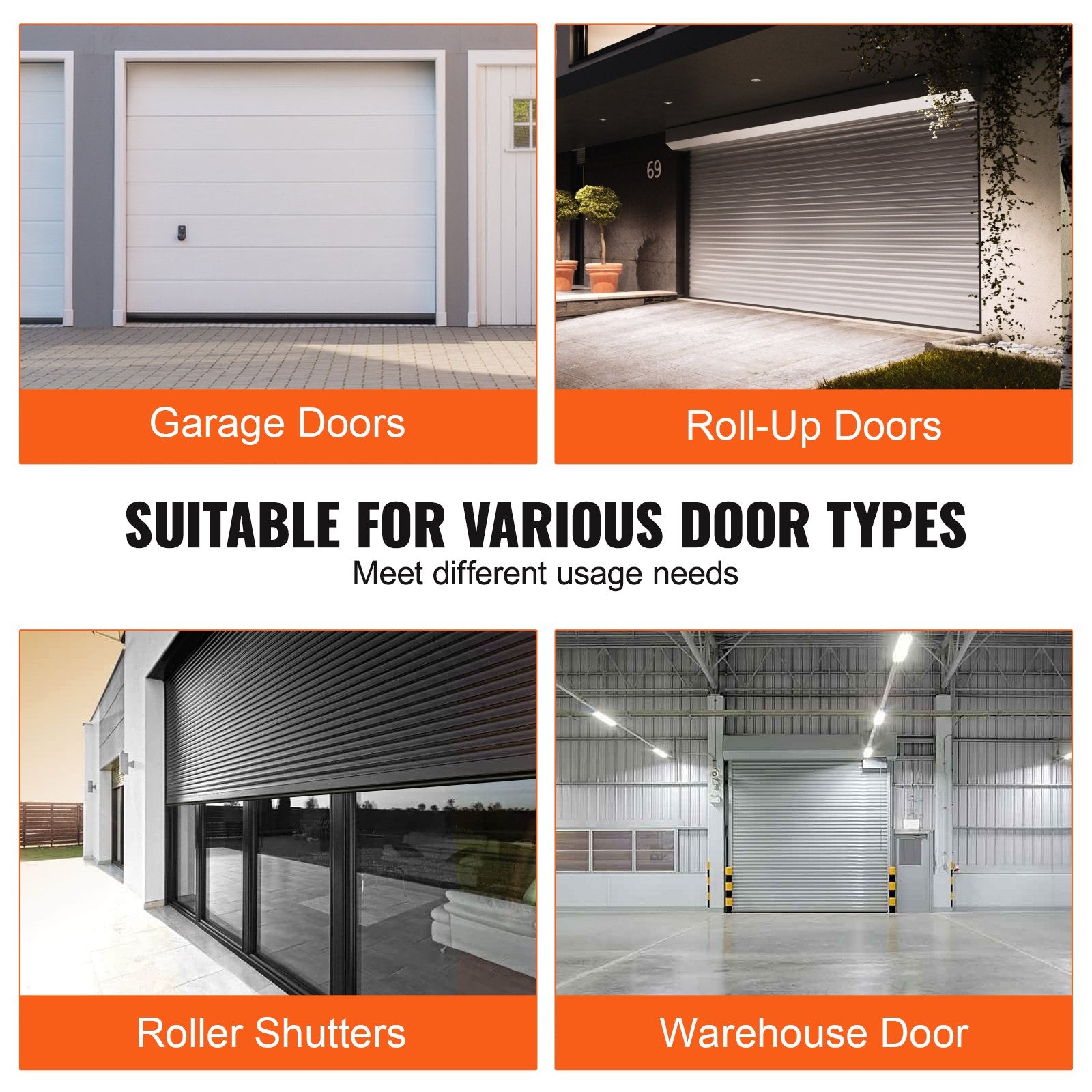 Garage Door Bottom Seal U-Shape + O-Ring 20ft Weatherproof Black