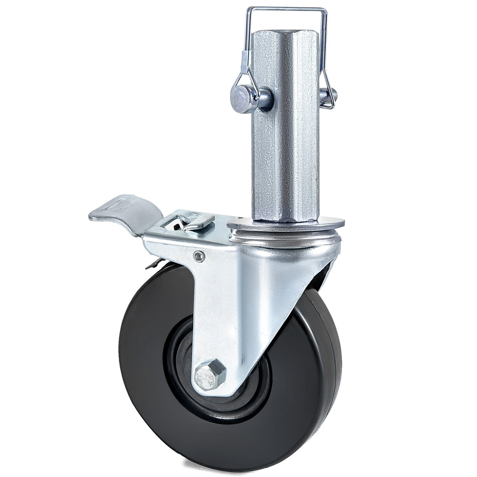 5" Rubber Swivel Caster Wheels with Dual Lock Brake 440lbs Capacity
