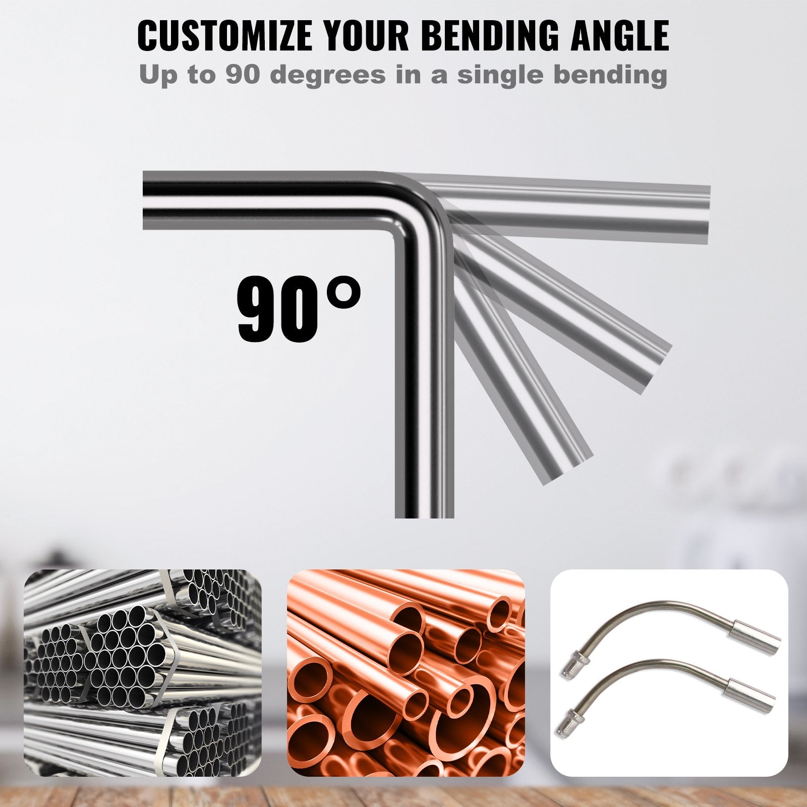 Ratcheting Pipe Tube Bender and 90° Forward/Reverse Bending Tools with 7 Dies