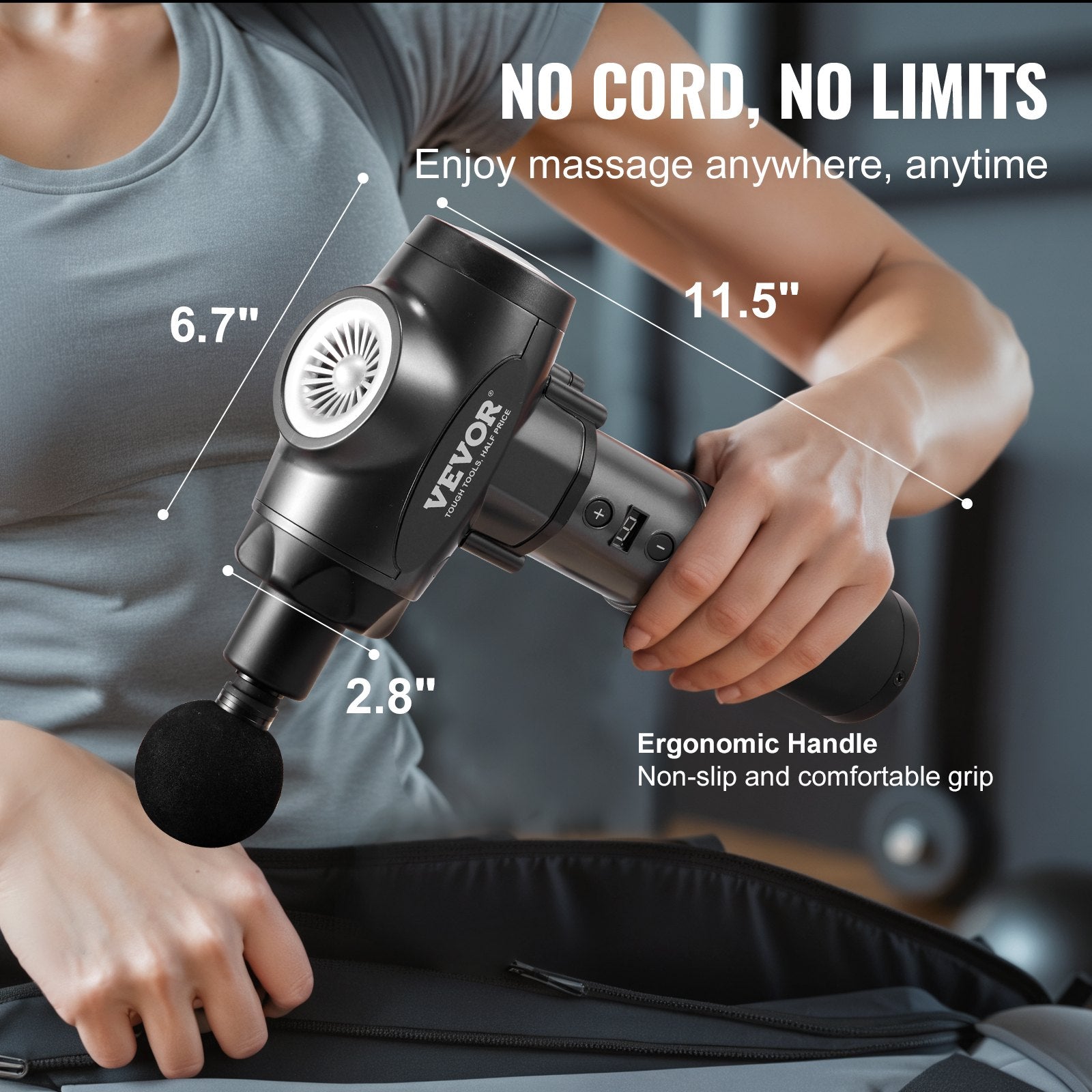 Massage Gun Deep Tissue Handheld 9-Speed 6-Head Percussion Muscle Massager 24V