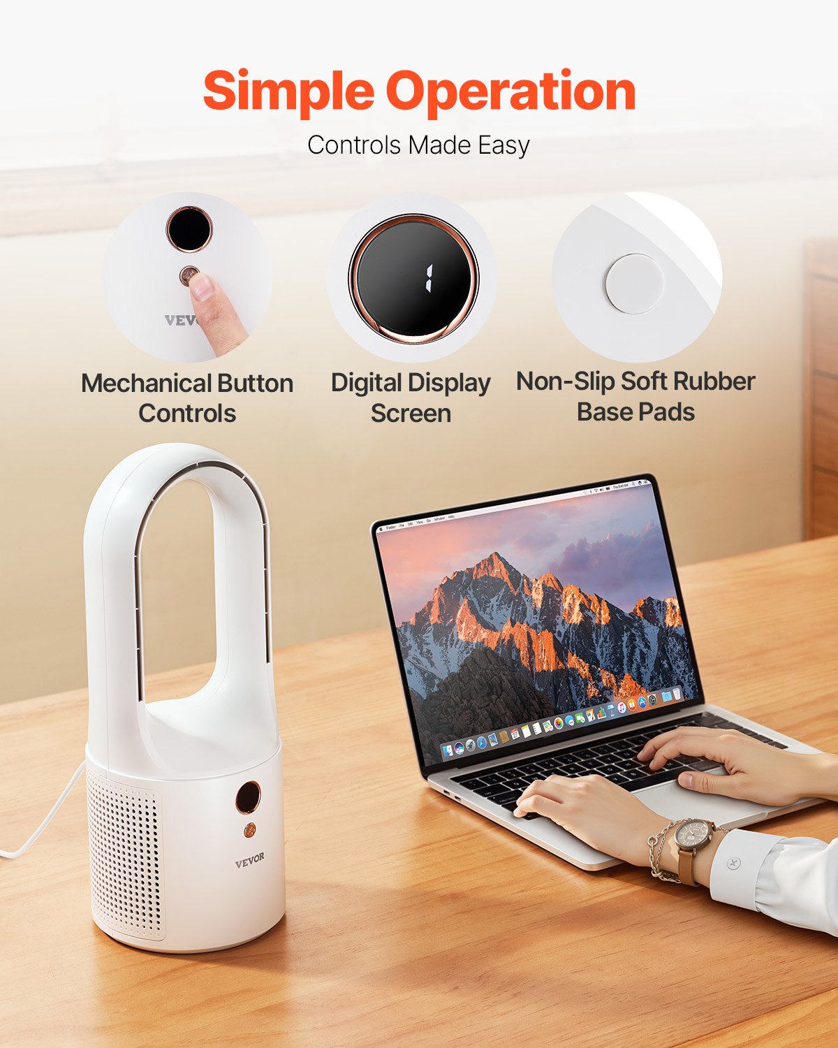Desk Fan Bladeless 12.99 Inch Kids-Friendly Portable 6-Speed USB Tower Fan