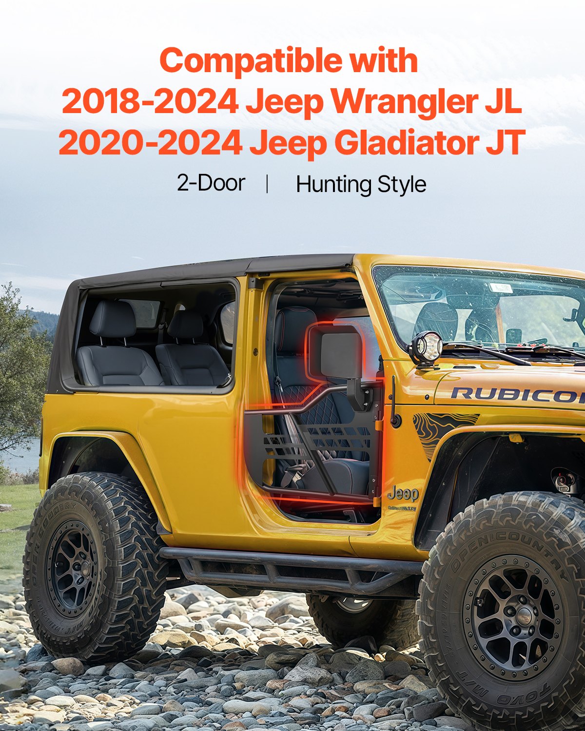 Jeep Tube Doors 2-Door with Hinges OE Latch Mirrors Wrangler JL Gladiator JT