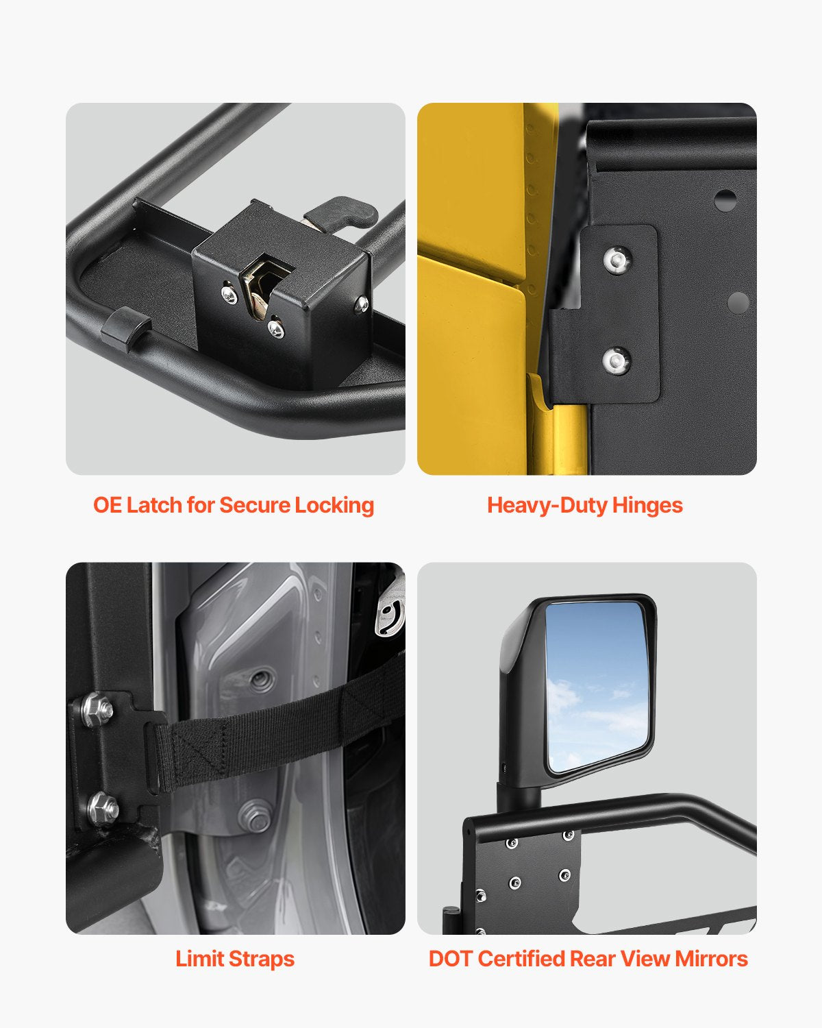 Jeep Tube Doors 2-Door with Hinges OE Latch Mirrors Wrangler JL Gladiator JT