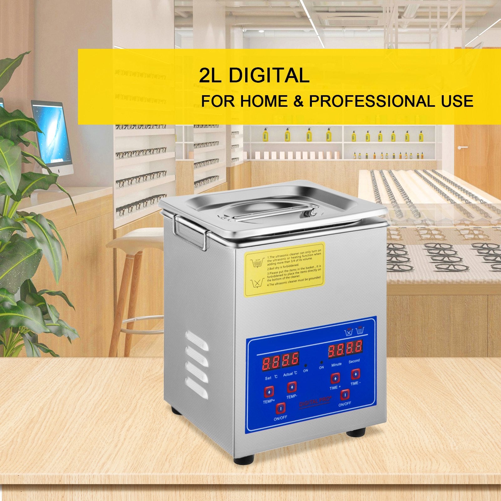 Ultrasonic Cleaner 2L Digital 40kHz Stainless Steel Timer Jewelry Watch Glasses