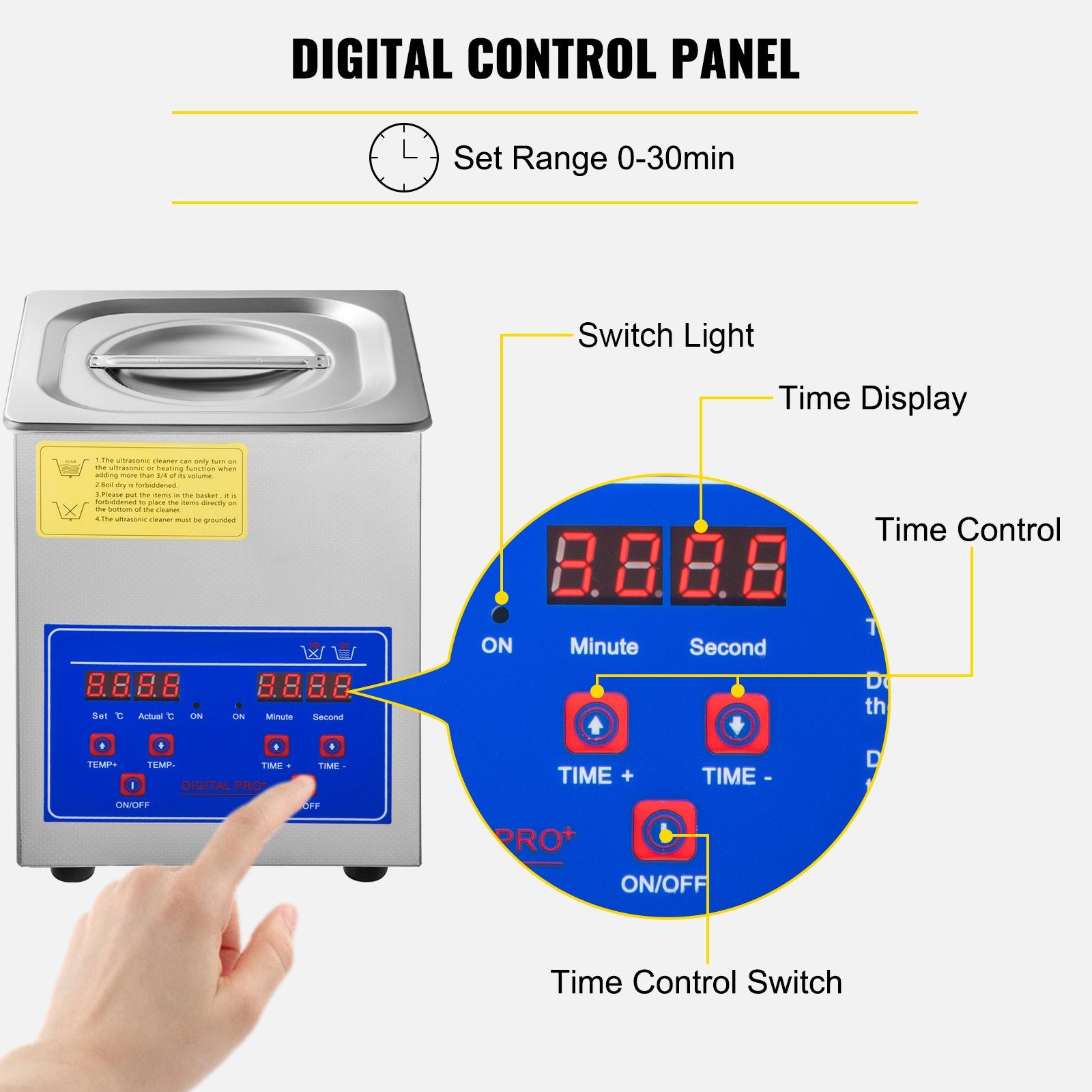 Ultrasonic Cleaner 2L Digital 40kHz Stainless Steel Timer Jewelry Watch Glasses