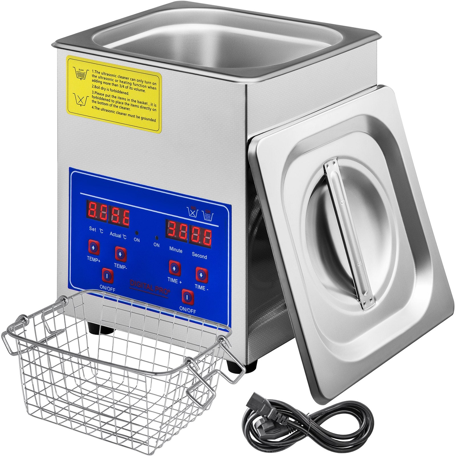 Ultrasonic Cleaner 2L Digital 40kHz Stainless Steel Timer Jewelry Watch Glasses